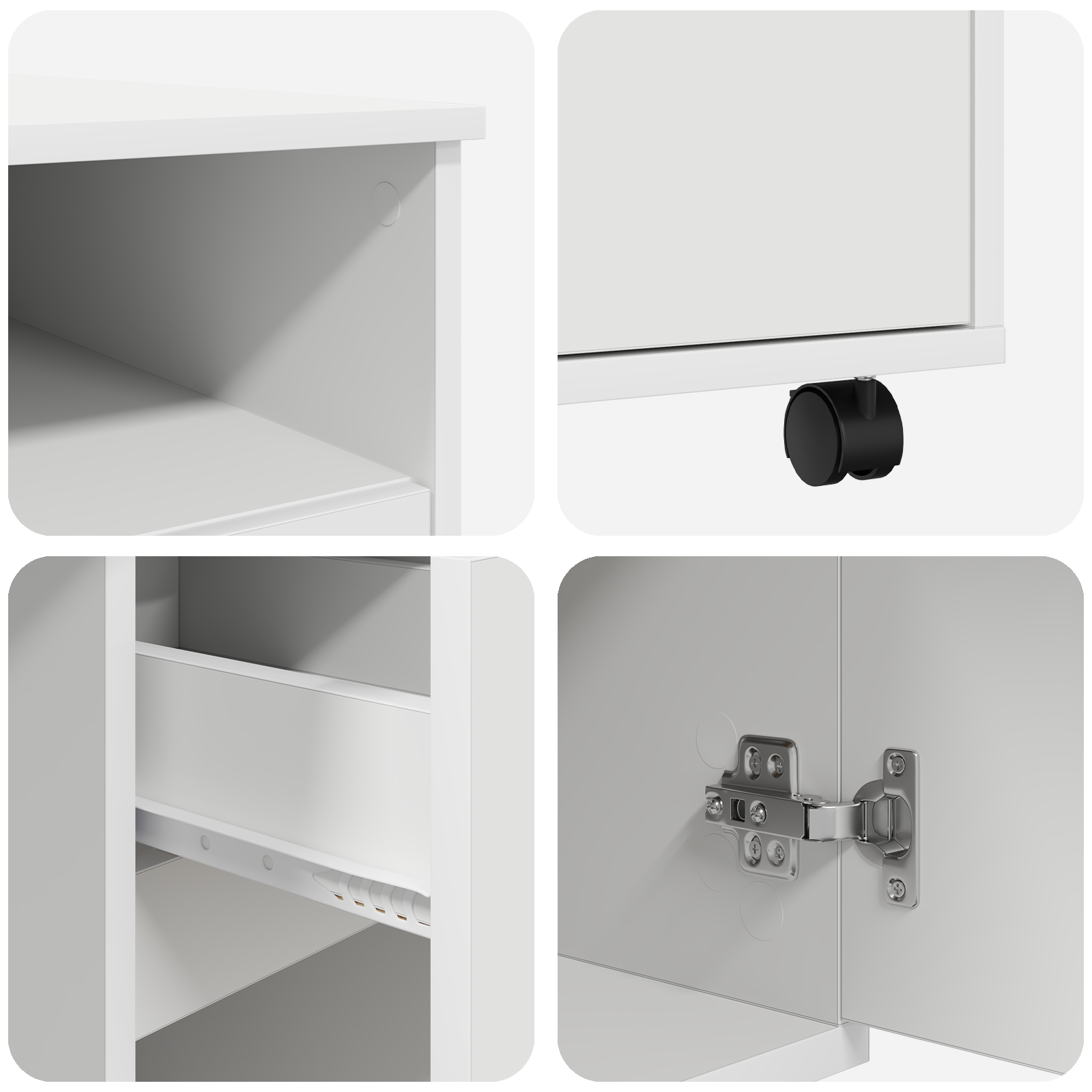 White Computer Desk with Drawers White MDF, Particle board Standard - Image 8