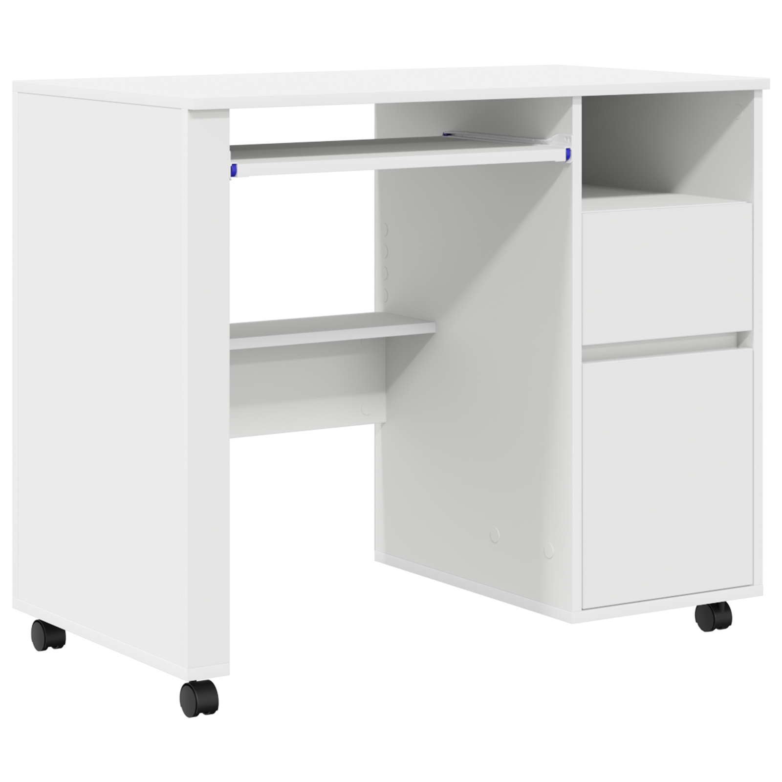White Computer Desk with Drawers White MDF, Particle board Standard - Image 2