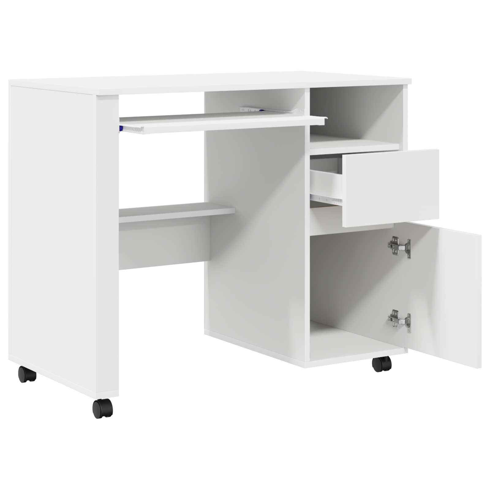 White Computer Desk with Drawers White MDF, Particle board Standard - Image 4