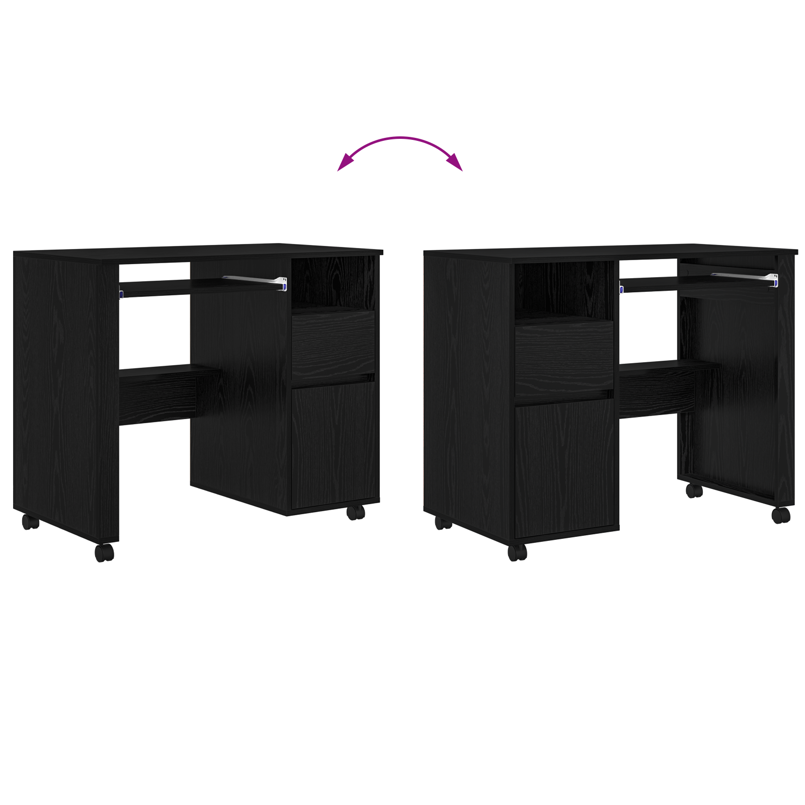 Black Oak Computer Desk Black Oak Engineered wood, Metal Medium - Image 9