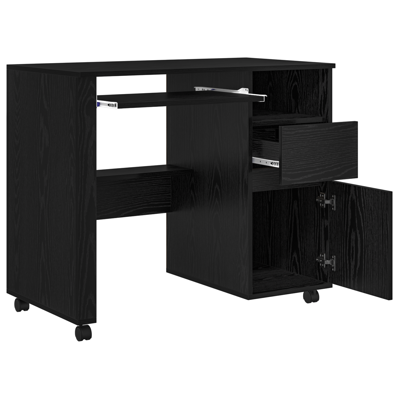 Black Oak Computer Desk Black Oak Engineered wood, Metal Medium - Image 4