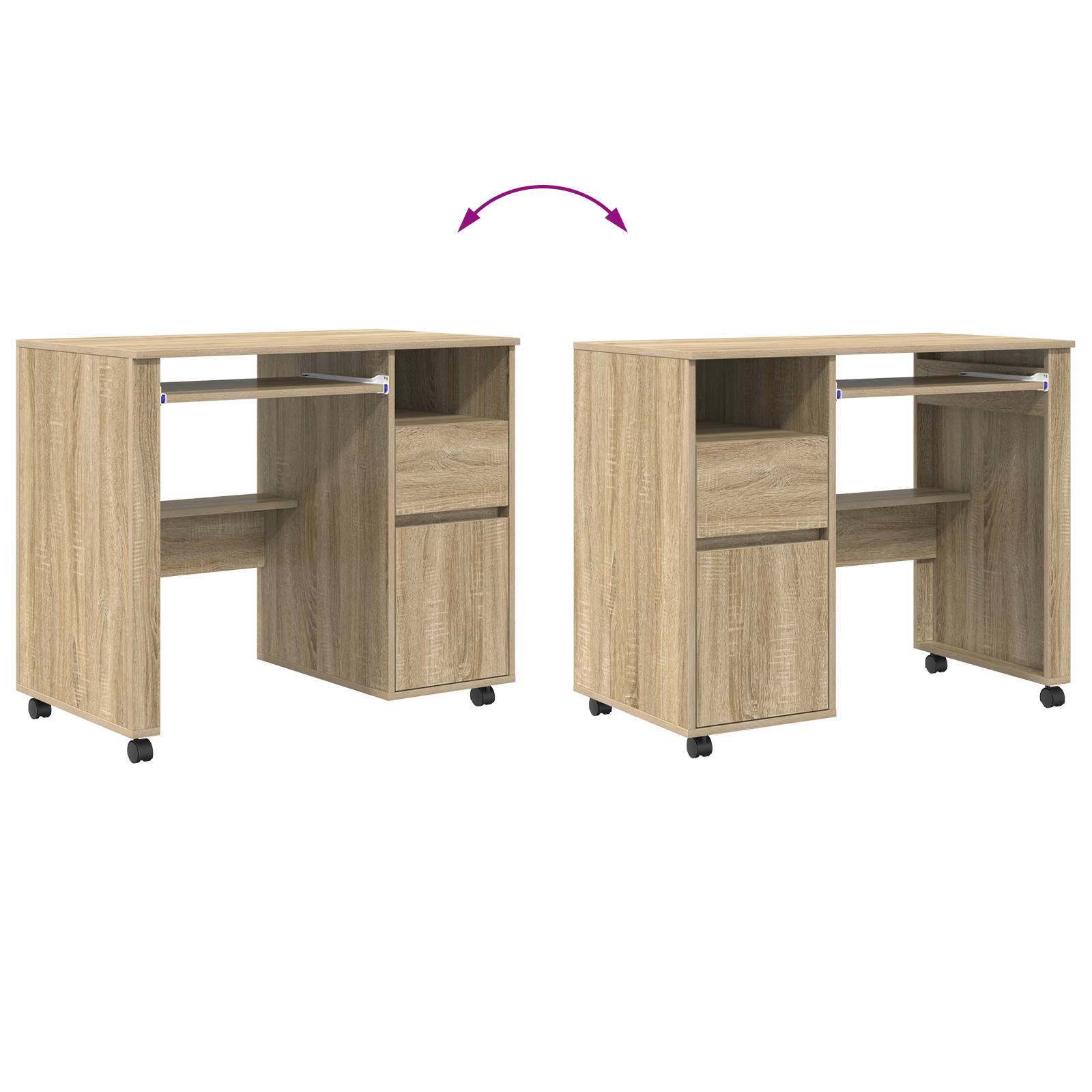 Sonoma Oak Desk Sonoma Oak Engineered Wood Medium Sonoma Oak Desk - Image 9