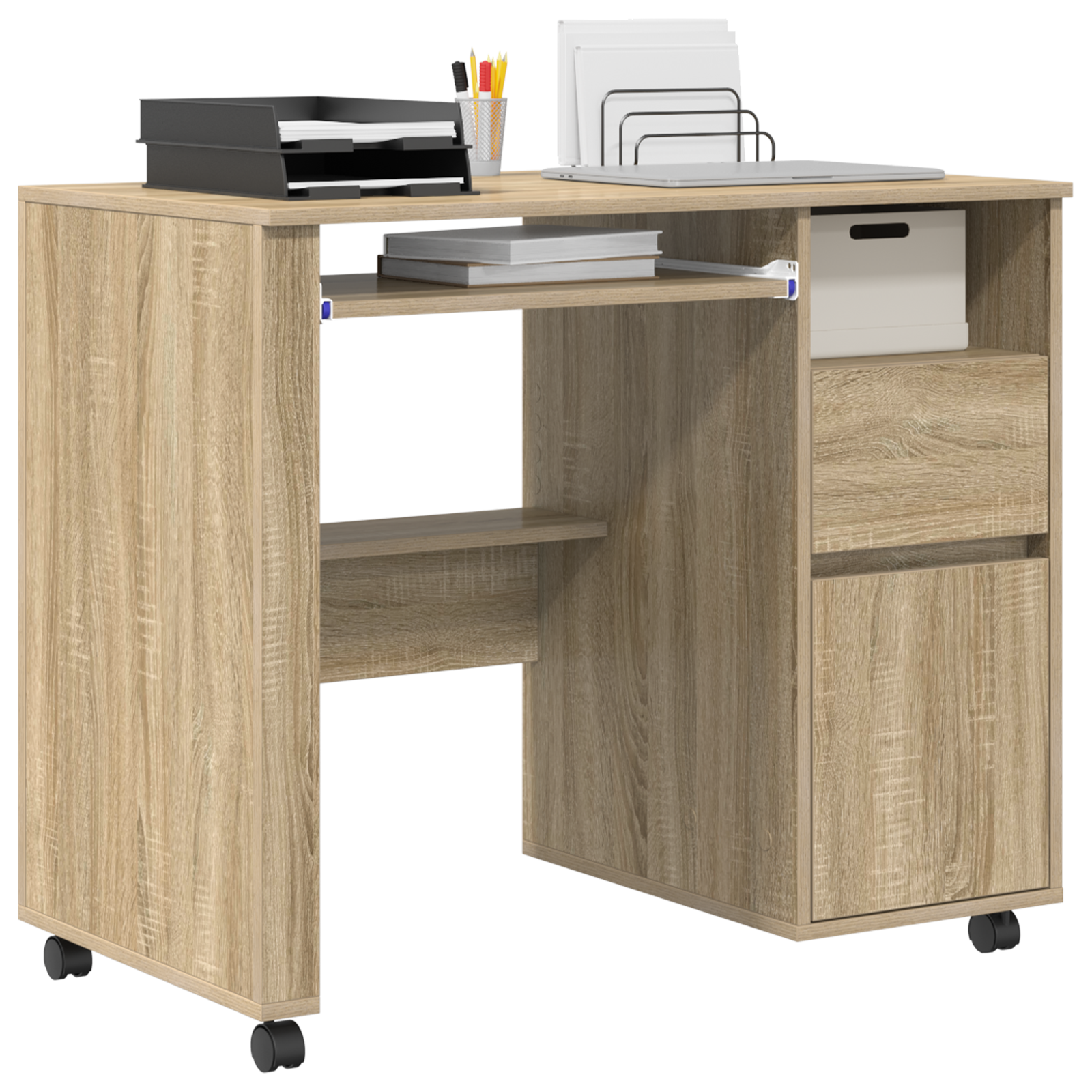 Sonoma Oak Desk Sonoma Oak Engineered Wood Medium Sonoma Oak Desk - Image 3