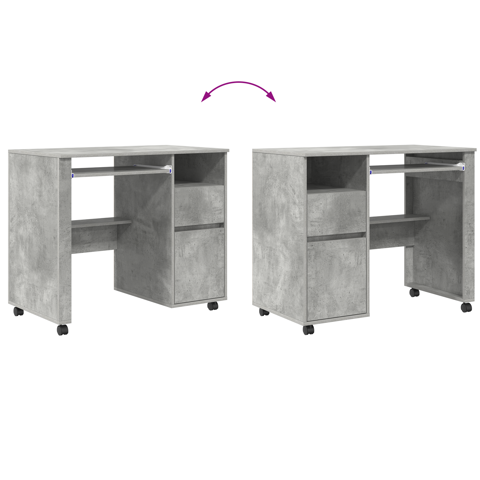 Concrete Grey Computer Desk Concrete grey Particle board Medium - Image 9