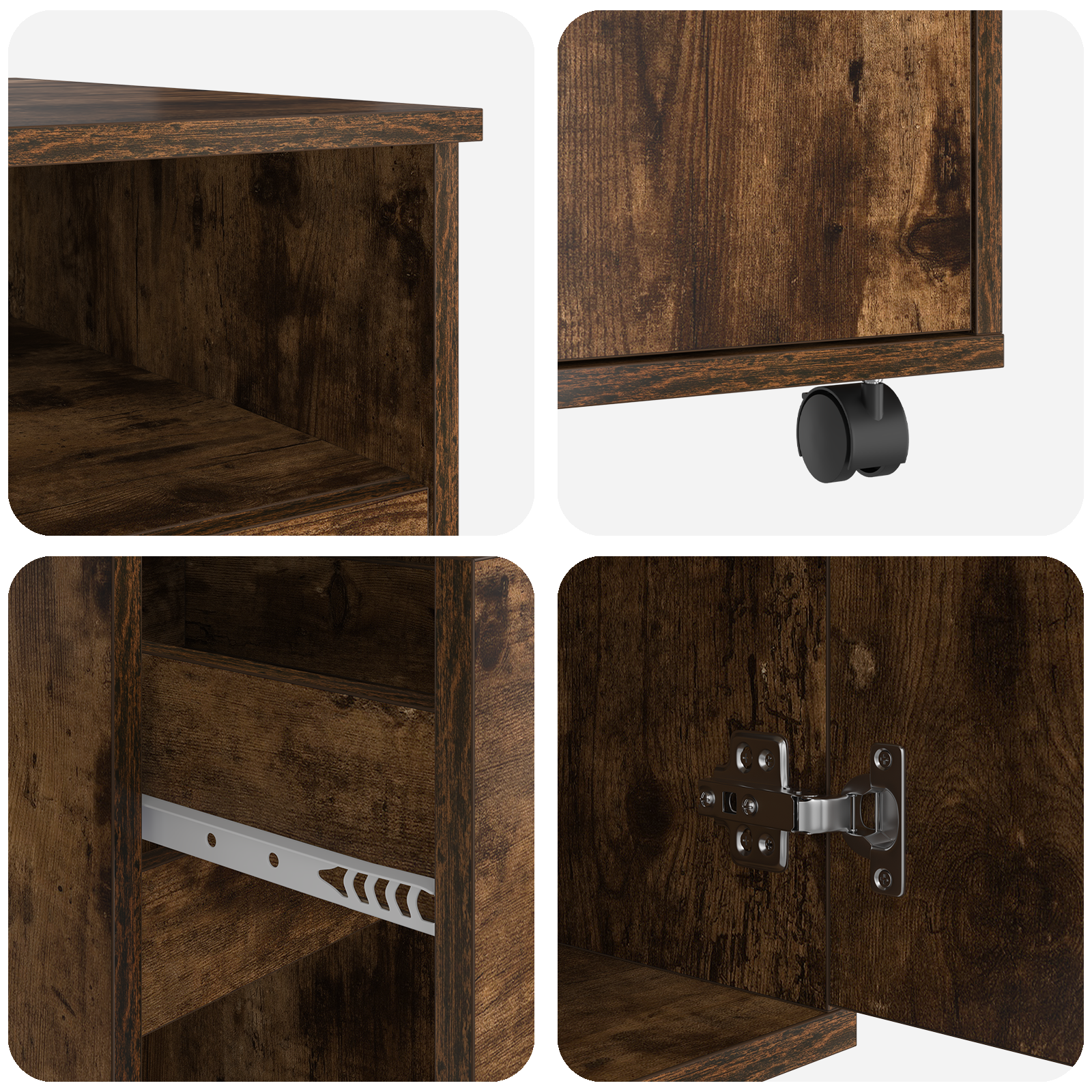 Brown Computer Desk Smoked oak Engineered wood Compact Drawers - Image 8