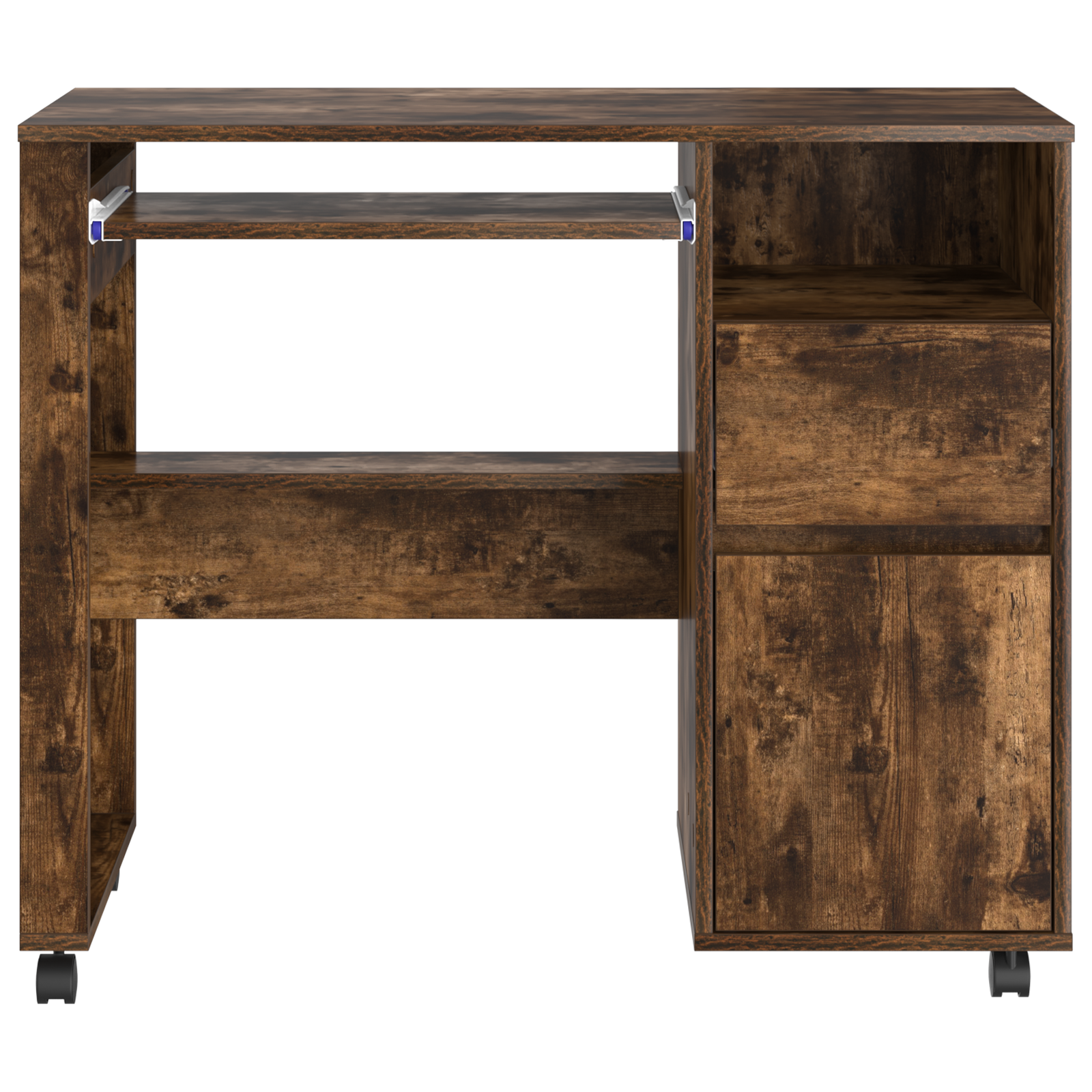 Brown Computer Desk Smoked oak Engineered wood Compact Drawers - Image 5