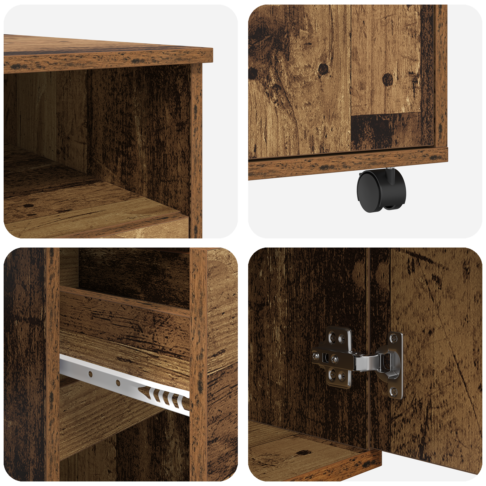 Brown Computer Desk Old Wood Particle board, Metal Standard - Image 8