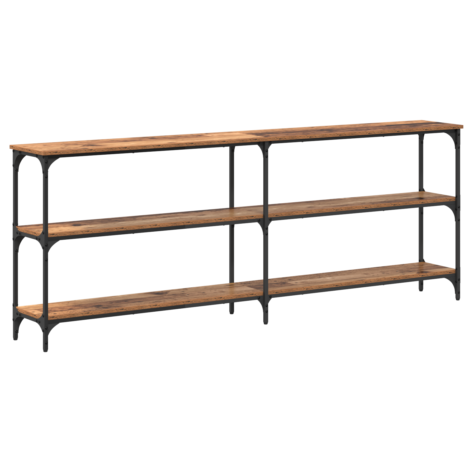 Console Table Old Wood 200x29x75 cm Engineered Wood - Image 2