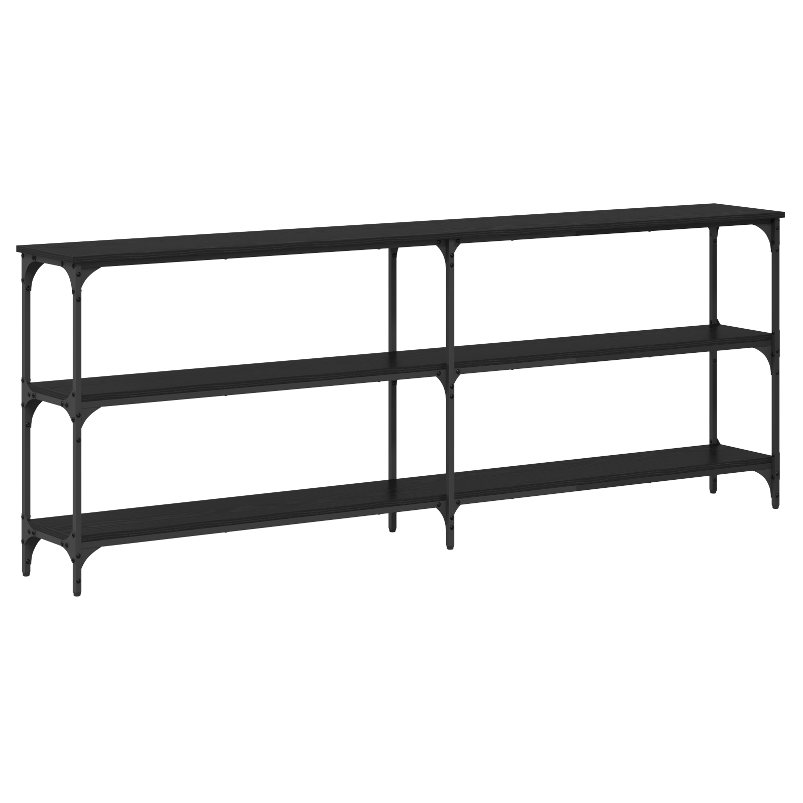 Console Table Black Oak 200x29x75 cm Engineered Wood - Image 6