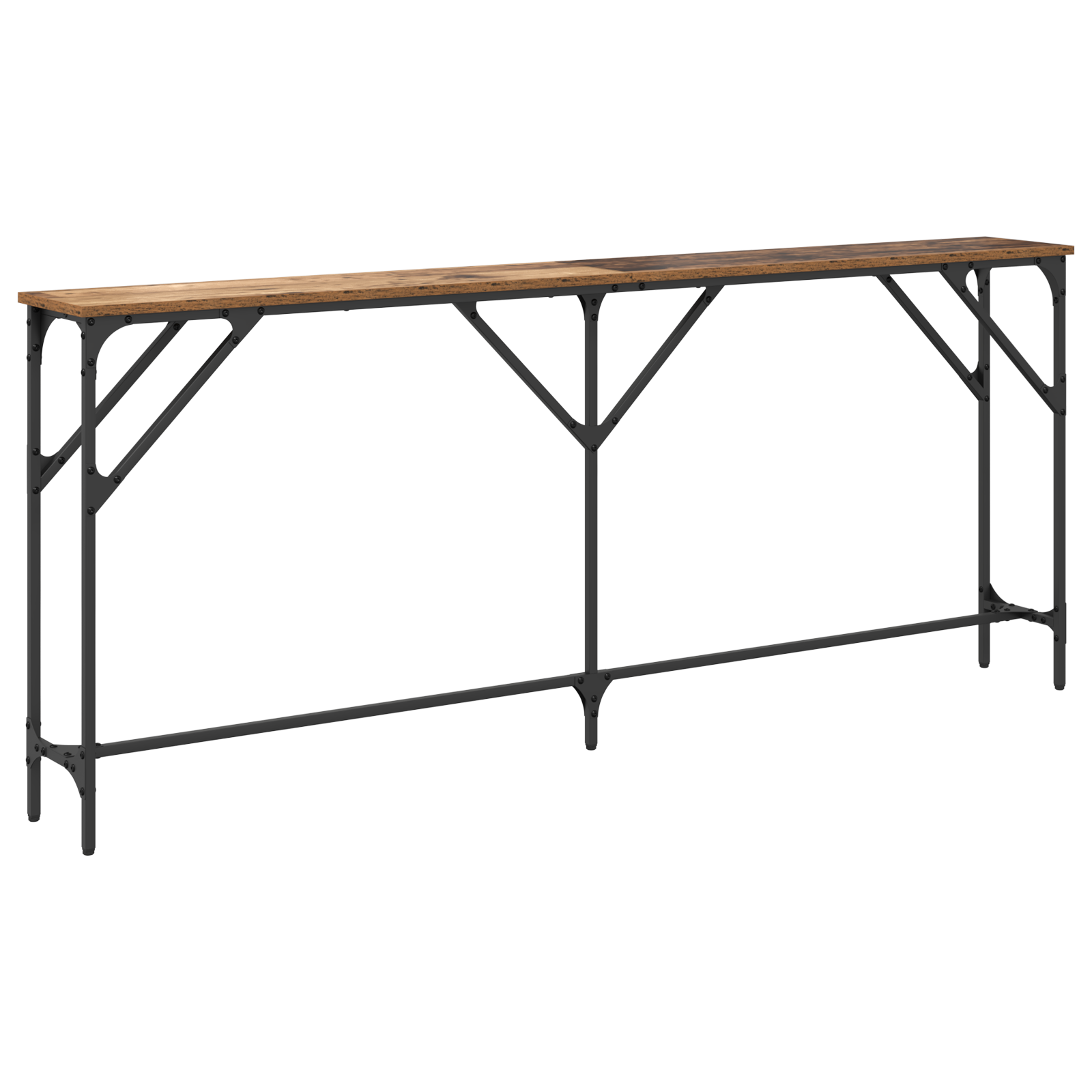 Console Table Old Wood 180x23x75 cm Engineered Wood - Image 2