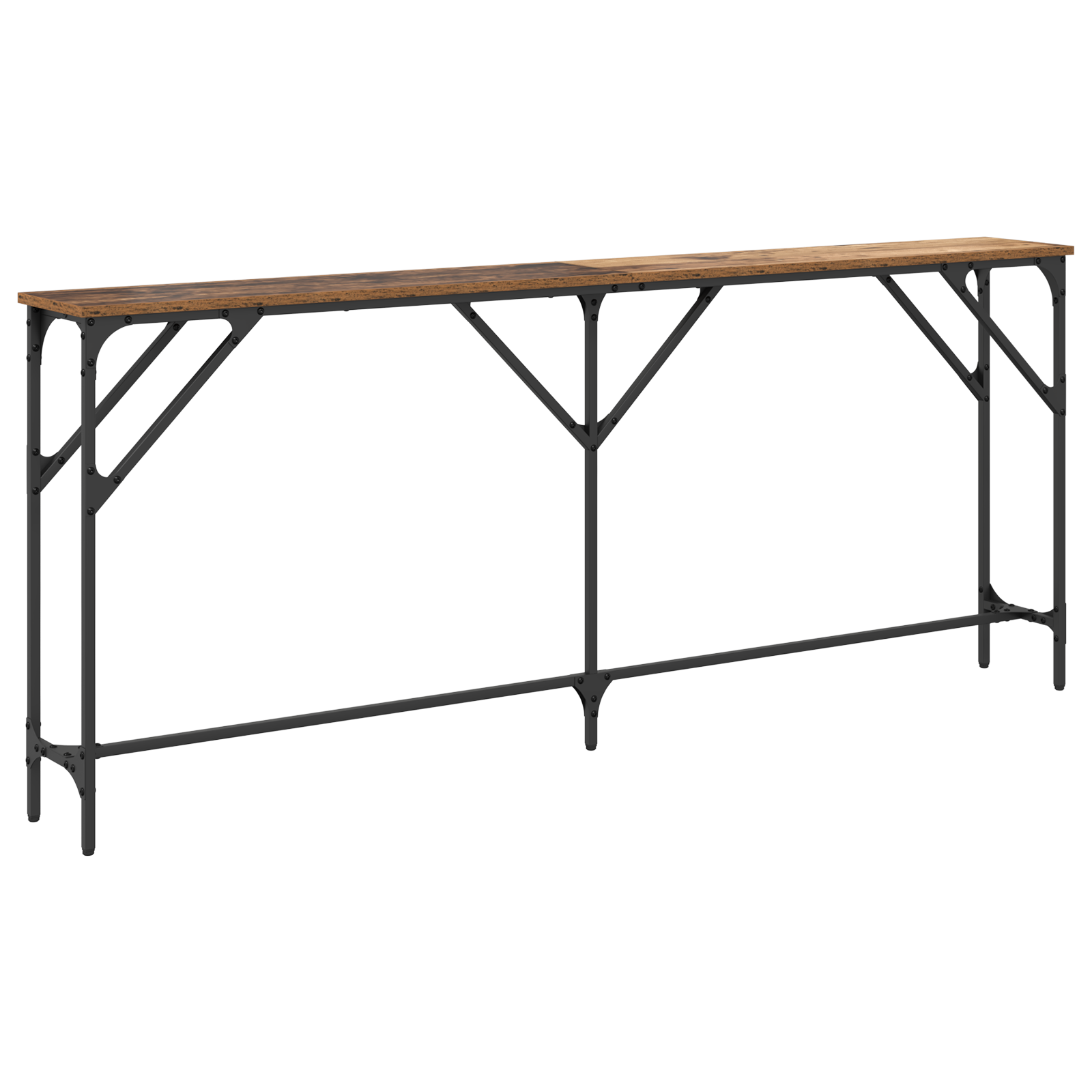 Console Table Old Wood 180x23x75 cm Engineered Wood - Image 6