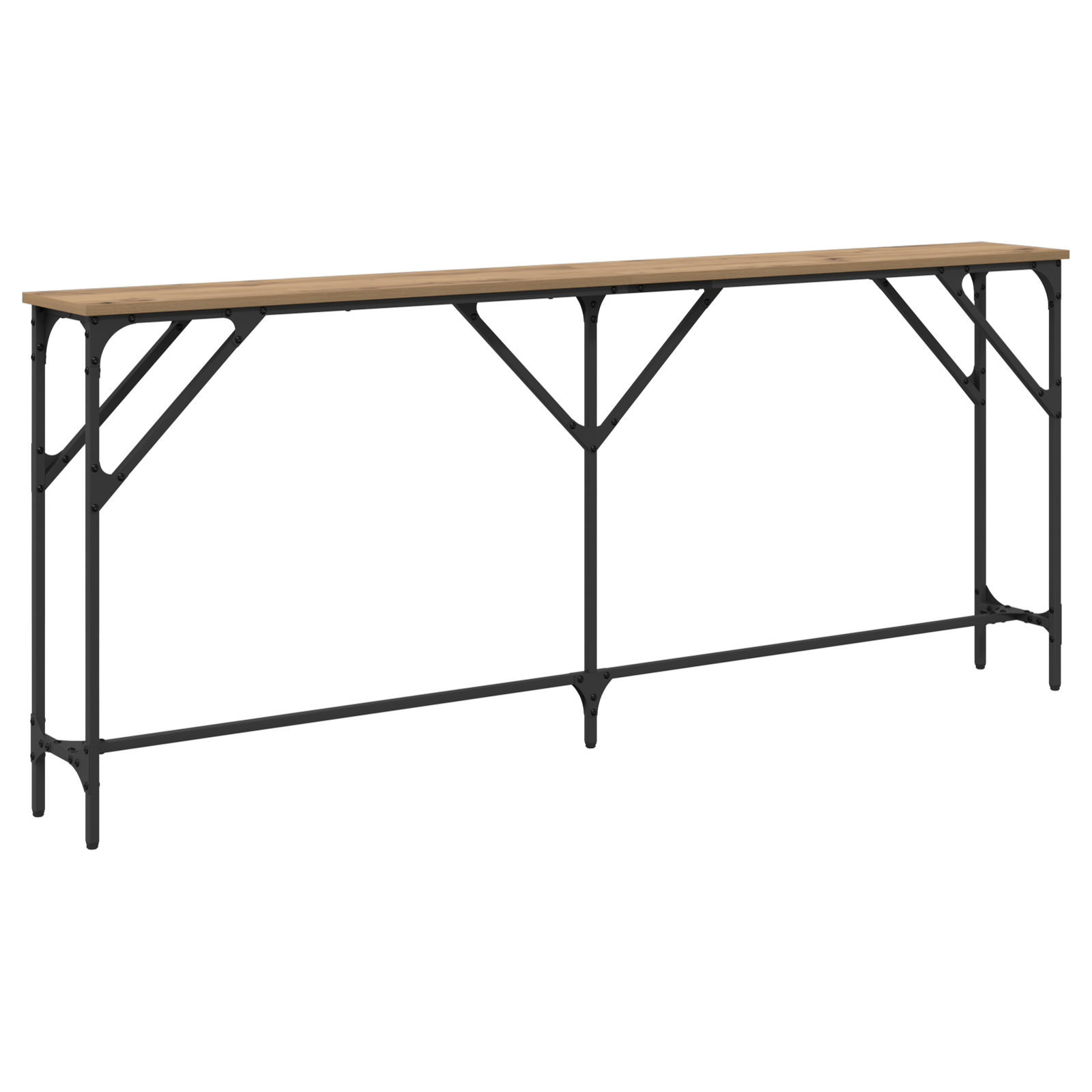  vidaXL konzolasztal Kézműves tölgy 180x23x75 cm Fenyőbútor akciós termékkép 1