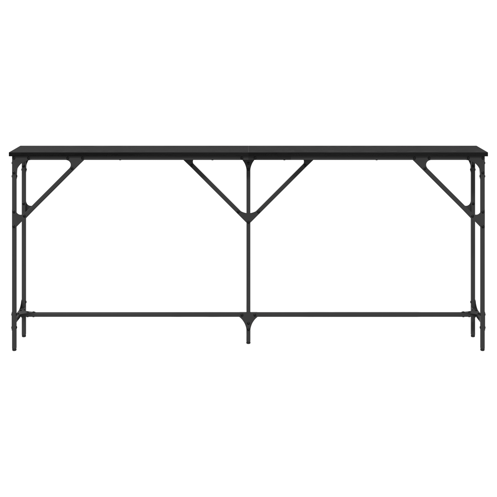 Console Table Black Oak 180x23x75 cm Engineered Wood - Image 4