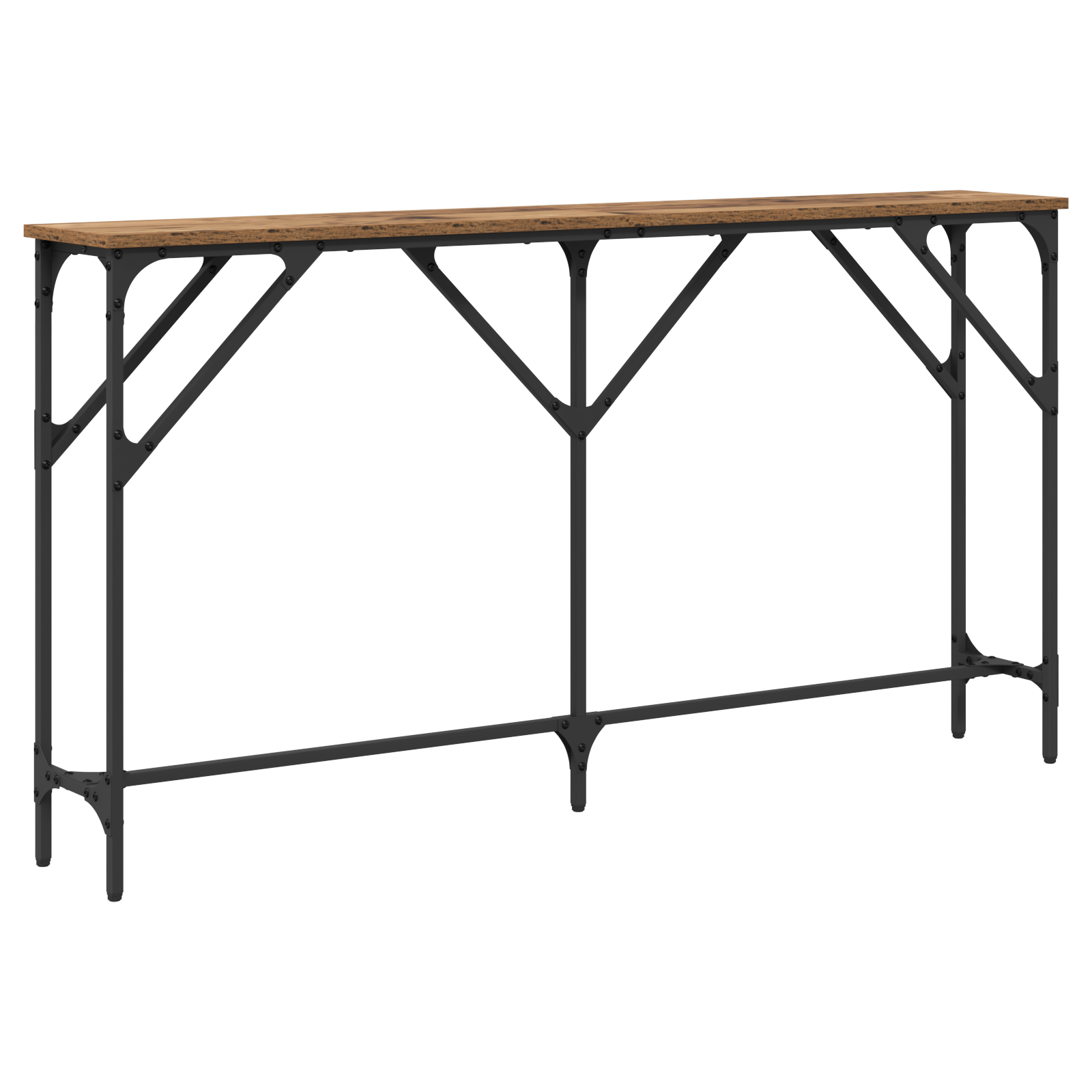 Console Table Old Wood 140x23x75 cm Engineered Wood - Image 2