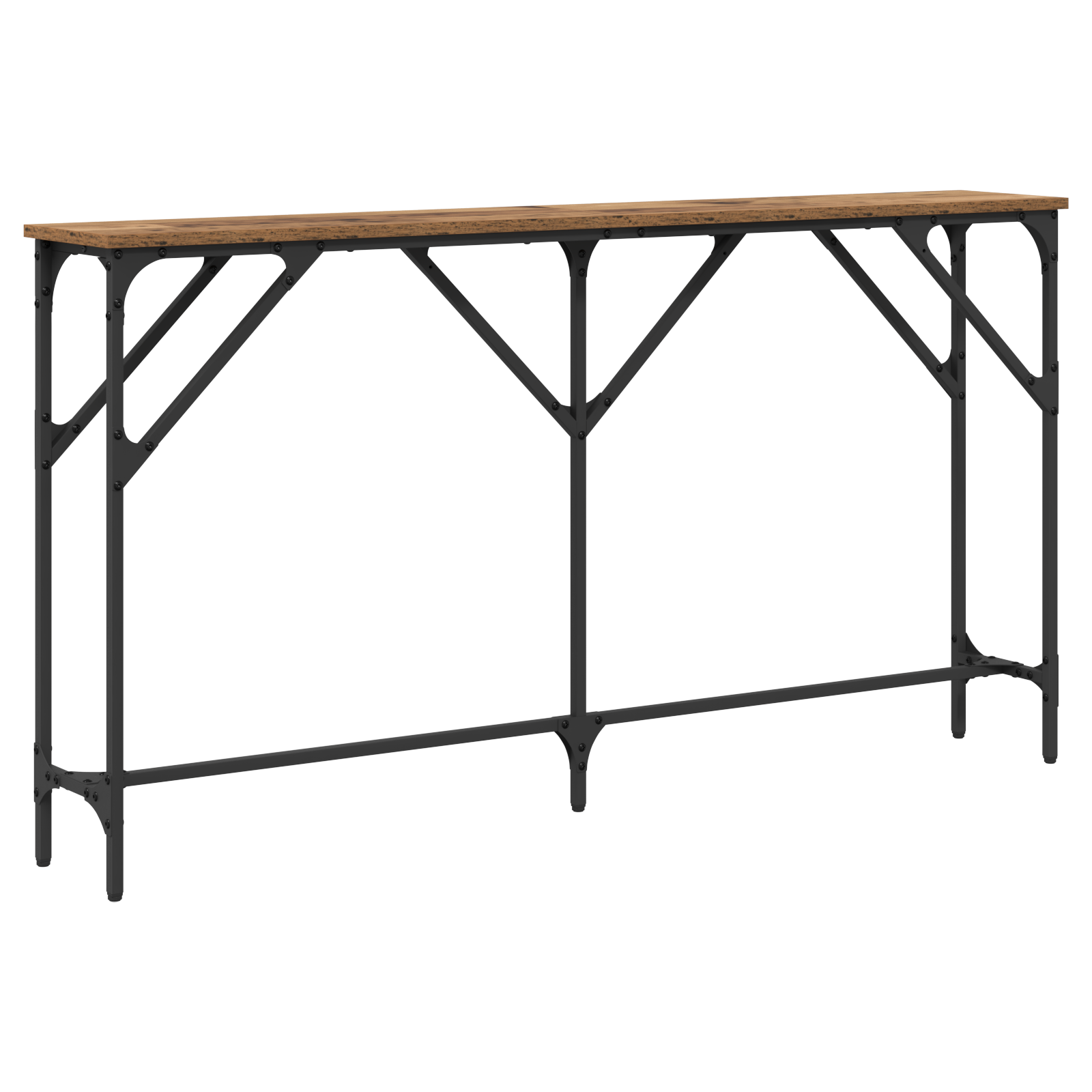 Console Table Old Wood 140x23x75 cm Engineered Wood - Image 6