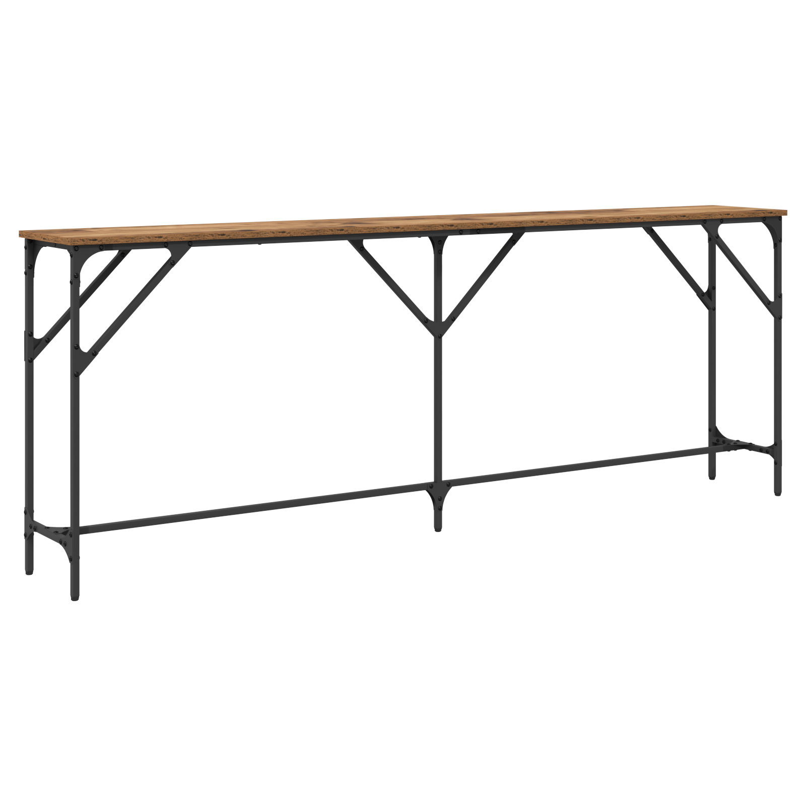 Console Table Old Wood 200x29x75 cm Engineered Wood - Image 2