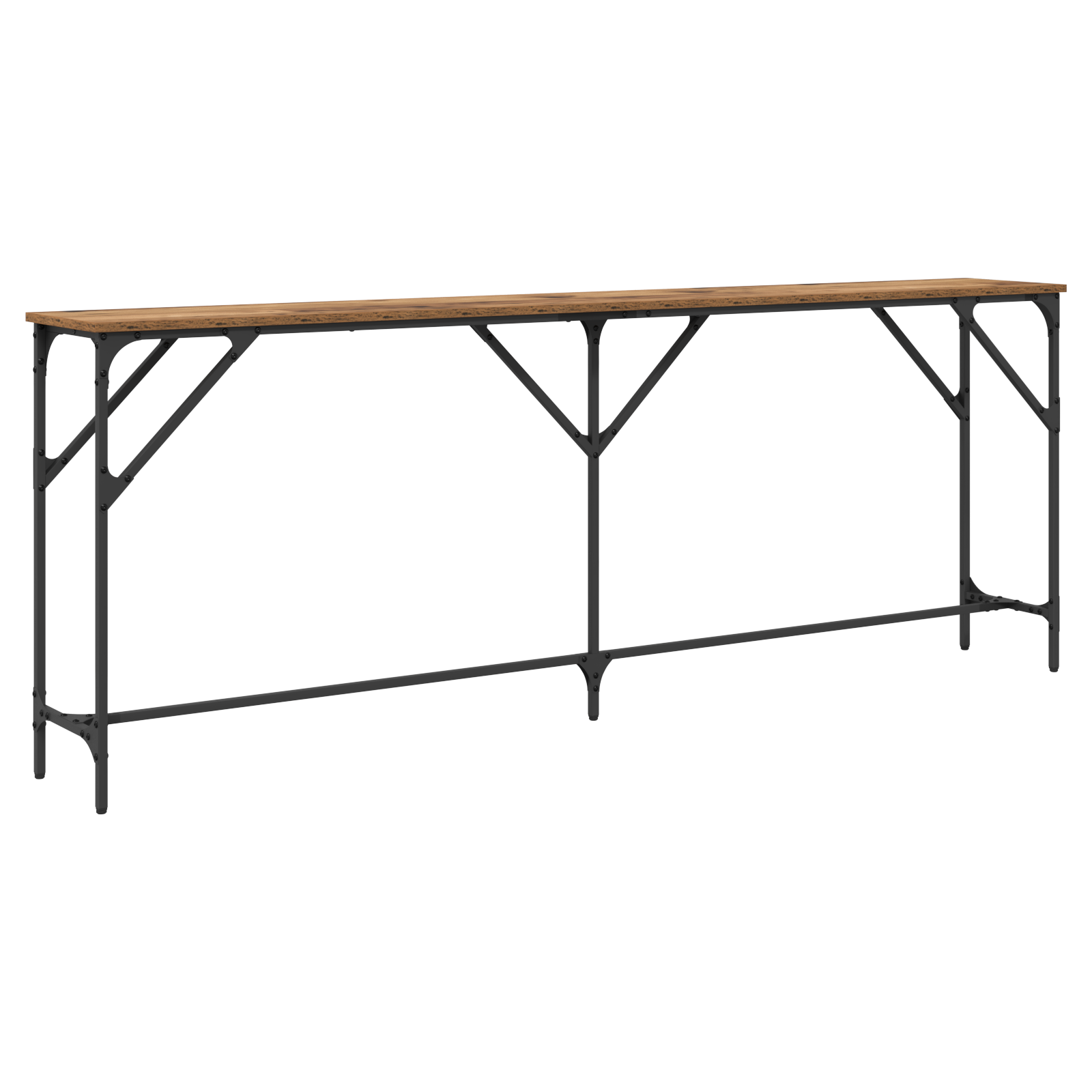 Console Table Old Wood 200x29x75 cm Engineered Wood - Image 6