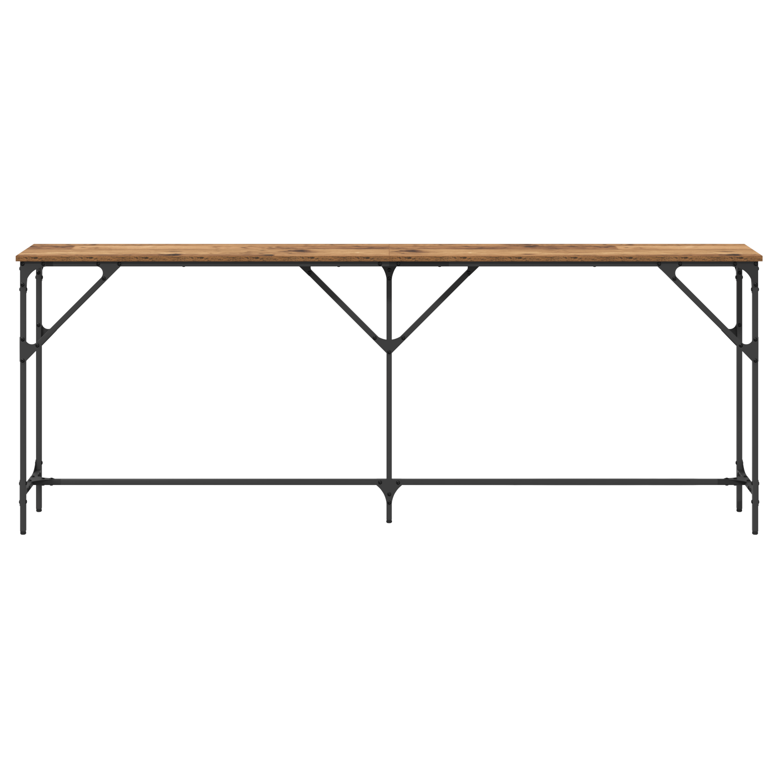 Console Table Old Wood 200x29x75 cm Engineered Wood - Image 4