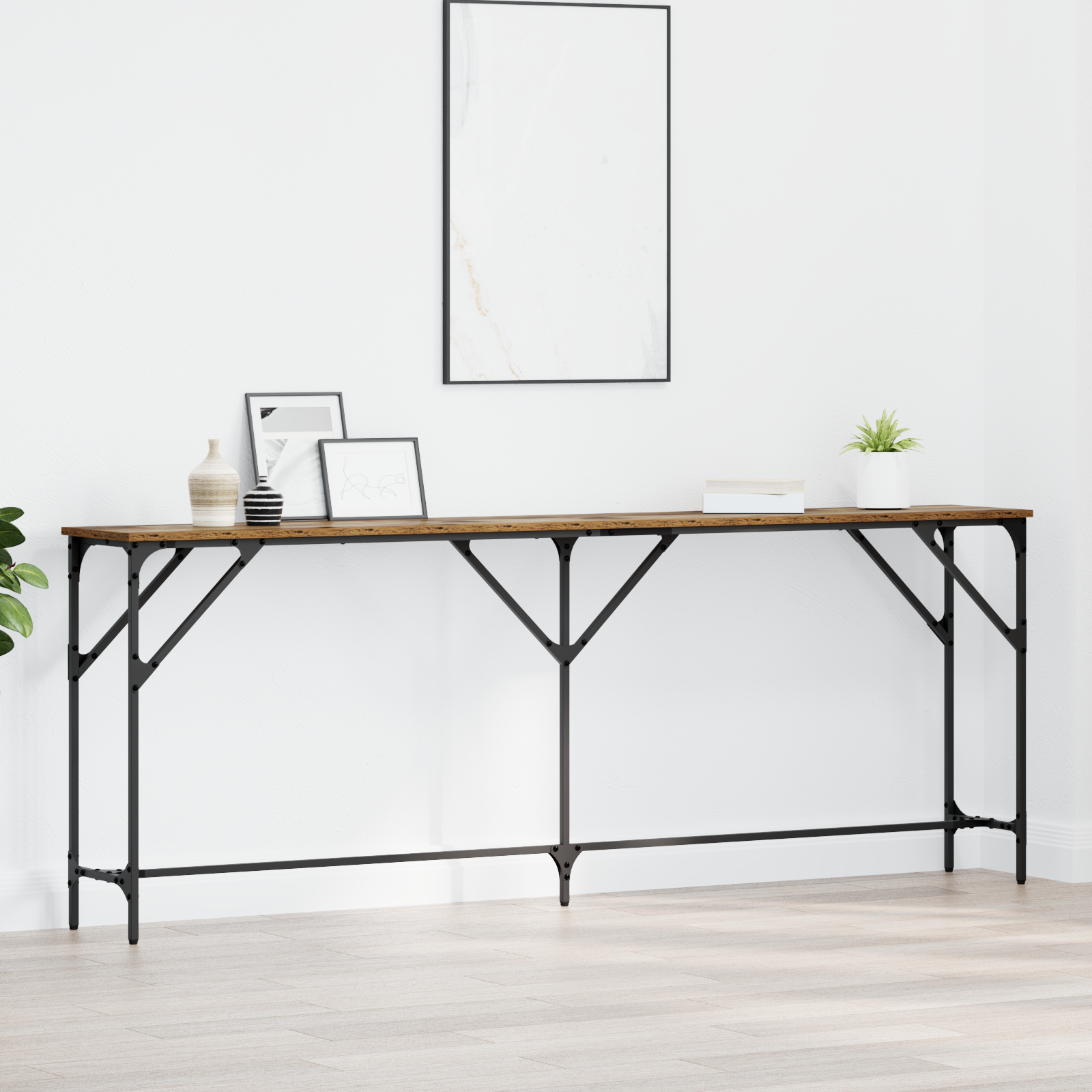 Console Table Old Wood 200x29x75 cm Engineered Wood