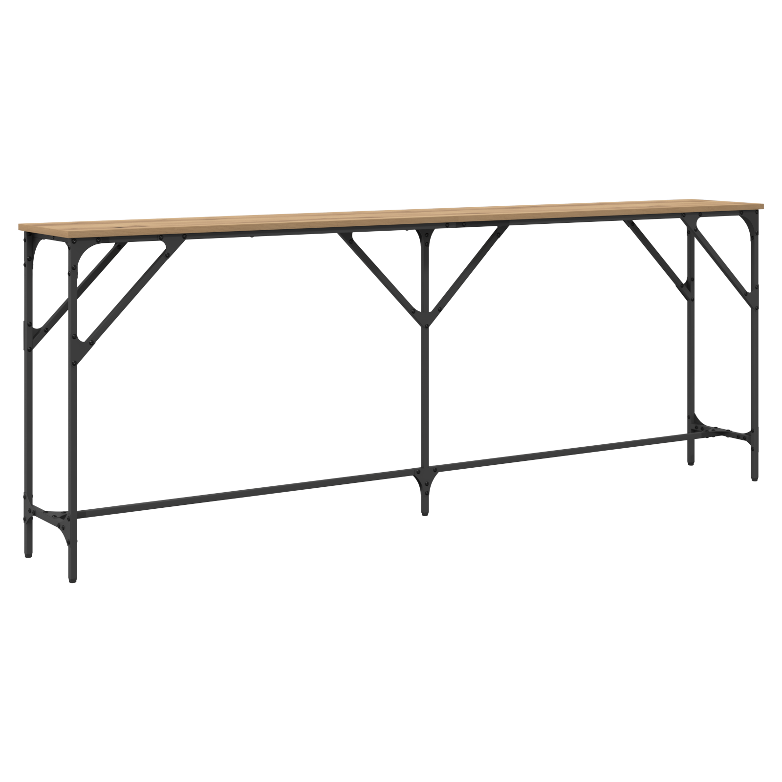  vidaXL Konzolasztal Tömör tölgy 200x29x75 cm Műszaki fa akciós termékkép 1