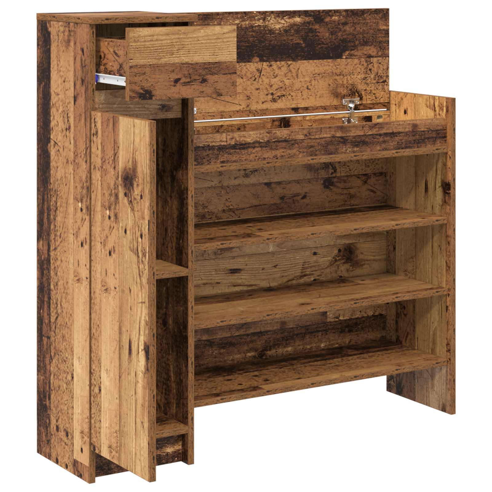 Shoe Cabinet Old Wood 100.5x28x100 cm Engineered Wood - Image 5