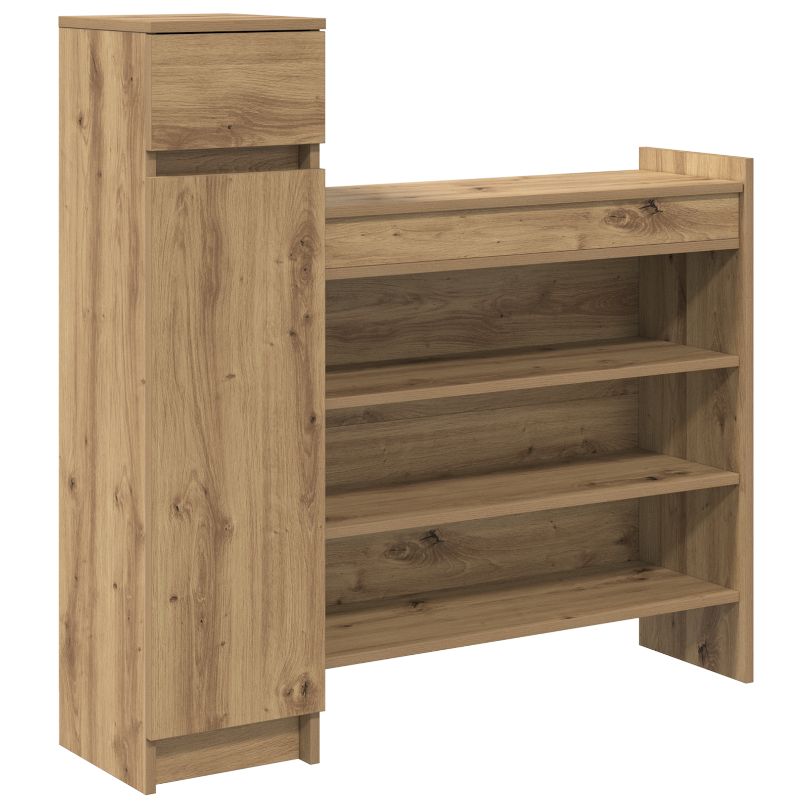 Shoe Cabinet Artisan Oak 100.5x28x100 cm Engineered Wood - Image 2