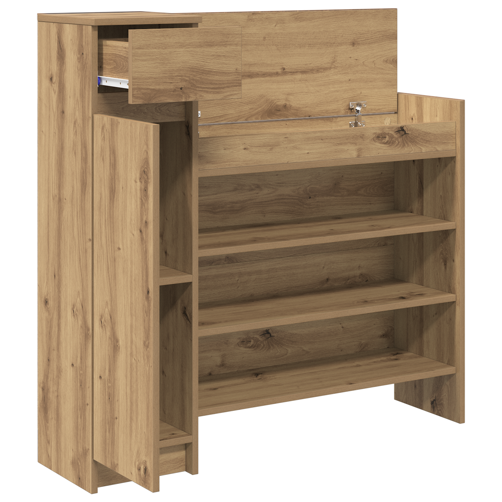Shoe Cabinet Artisan Oak 100.5x28x100 cm Engineered Wood - Image 5