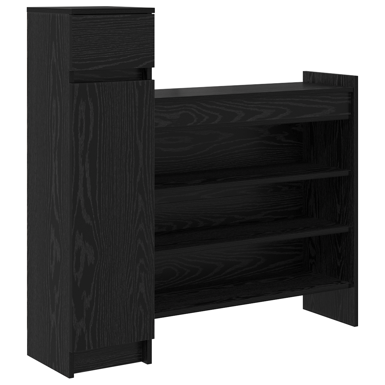 Shoe Cabinet Black Oak 100.5x28x100 cm Engineered Wood - Image 2