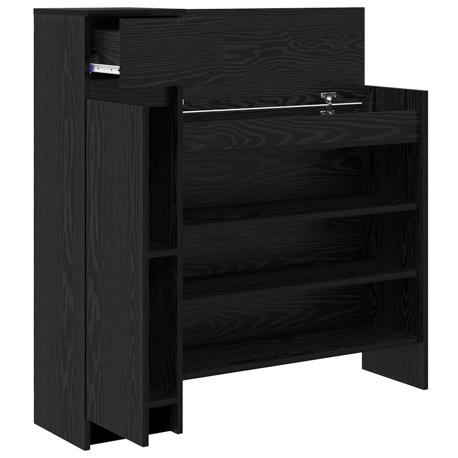 Shoe Cabinet Black Oak 100.5x28x100 cm Engineered Wood - Image 5