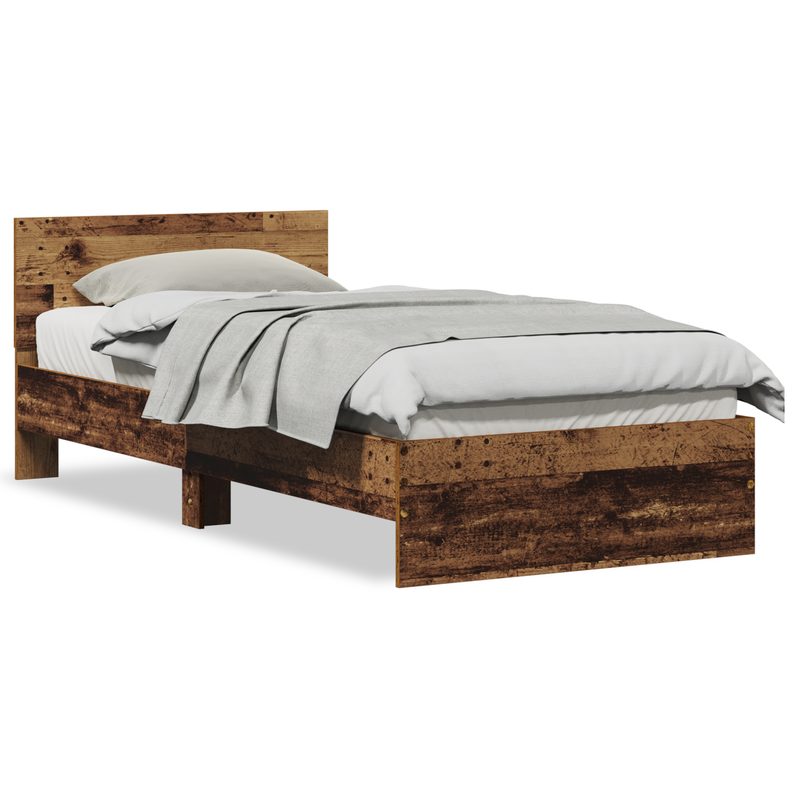 Bed Frame Old Wood 90x200 cm Engineered Wood - Image 4