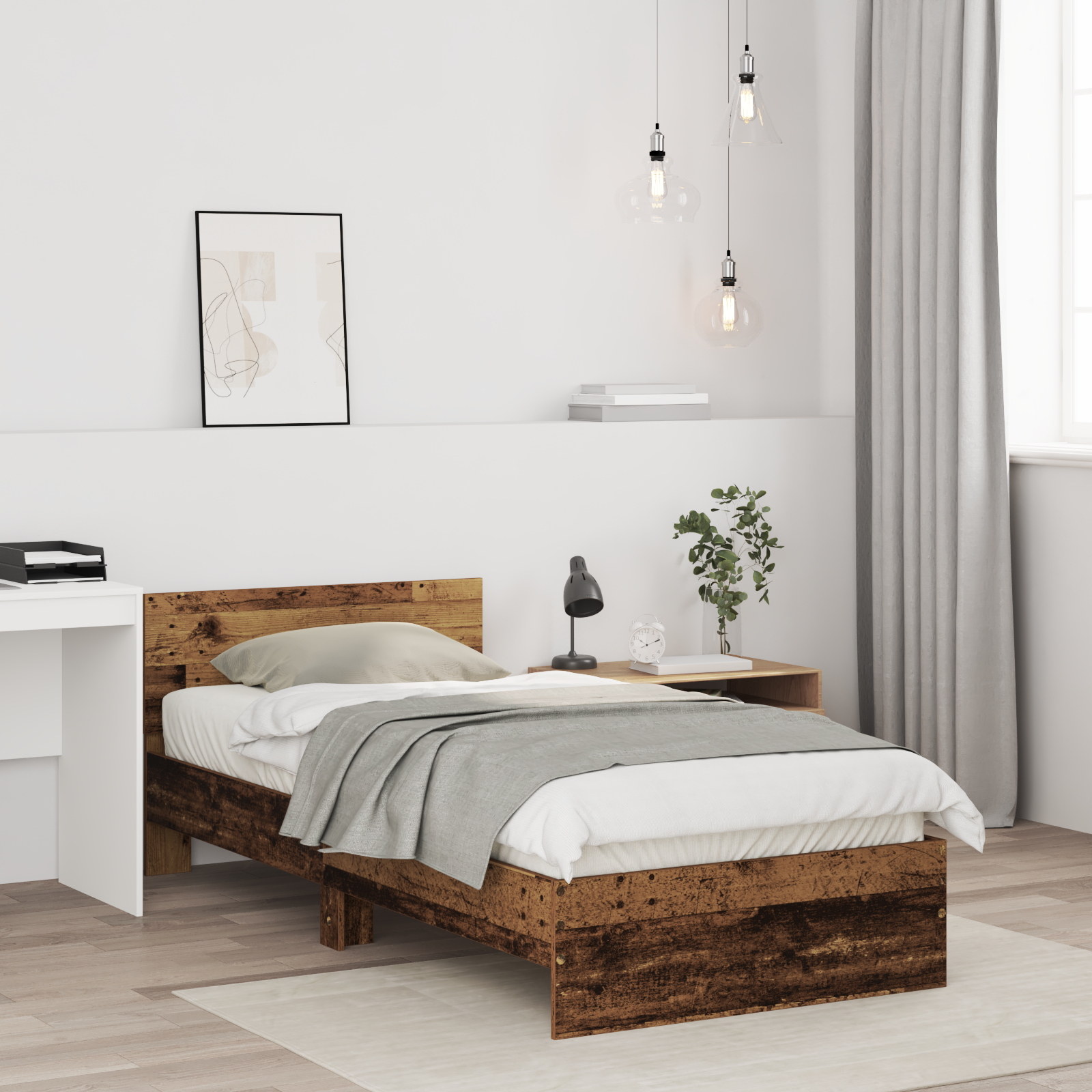 Bed Frame Old Wood 90x200 cm Engineered Wood - Image 5