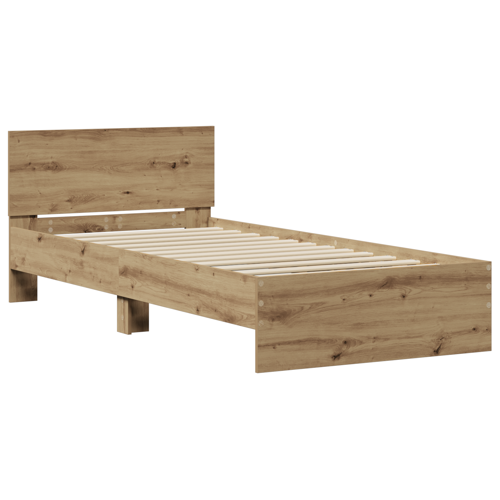  vidaXL Ágykeret matrac és fejtámla nélkül, Kézműves tölgy 90x200 cm akciós termékkép 1