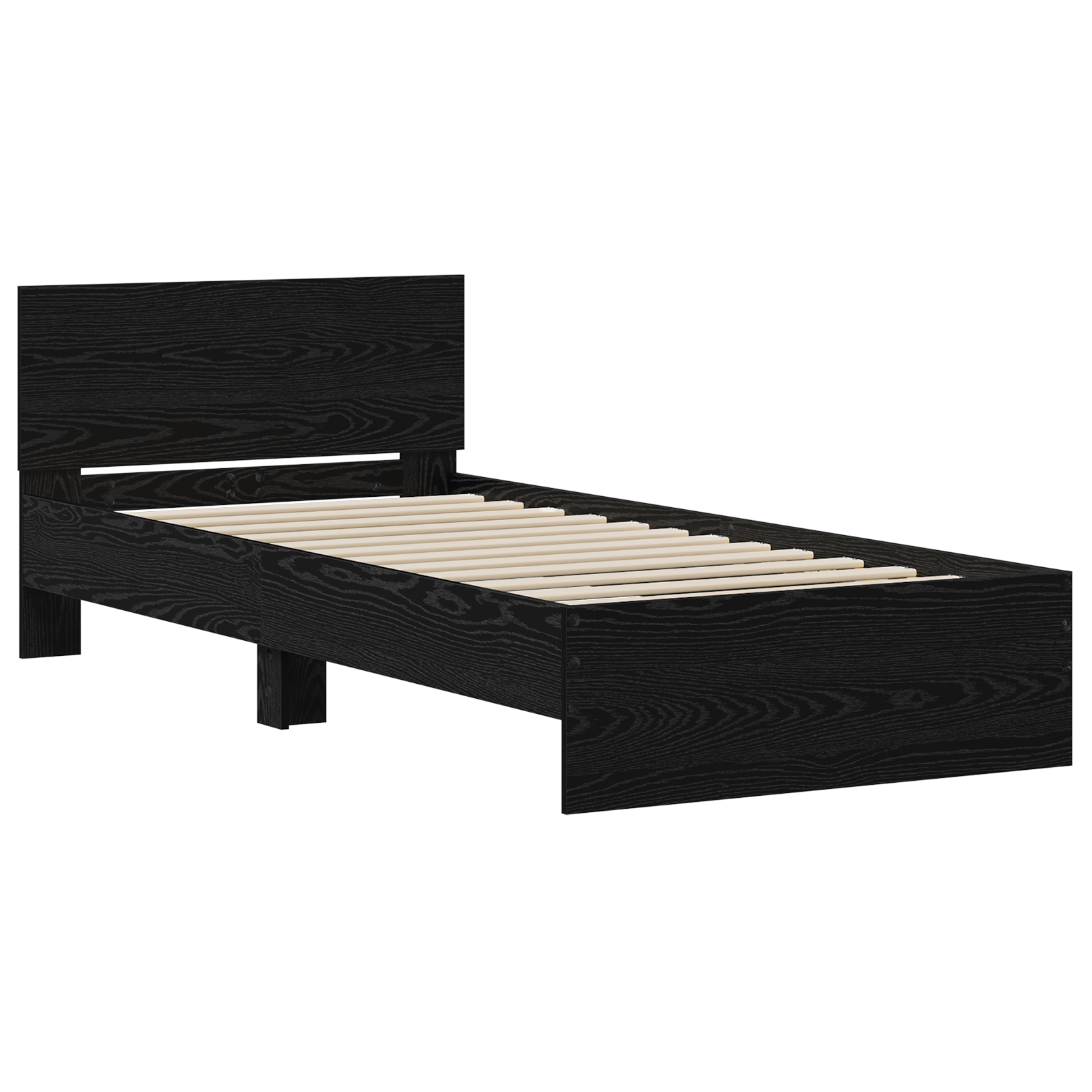 Bed Frame Black Oak 90x190 cm Engineered Wood - Image 3