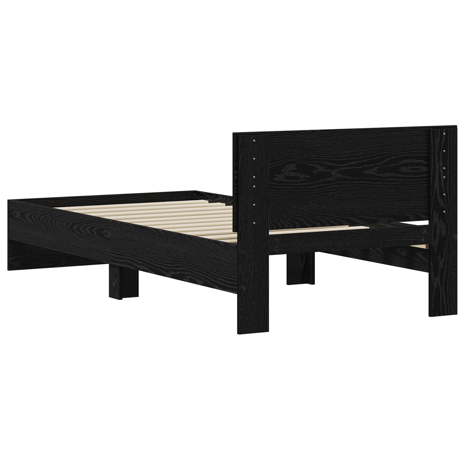 Bed Frame Black Oak 90x190 cm Engineered Wood - Image 8