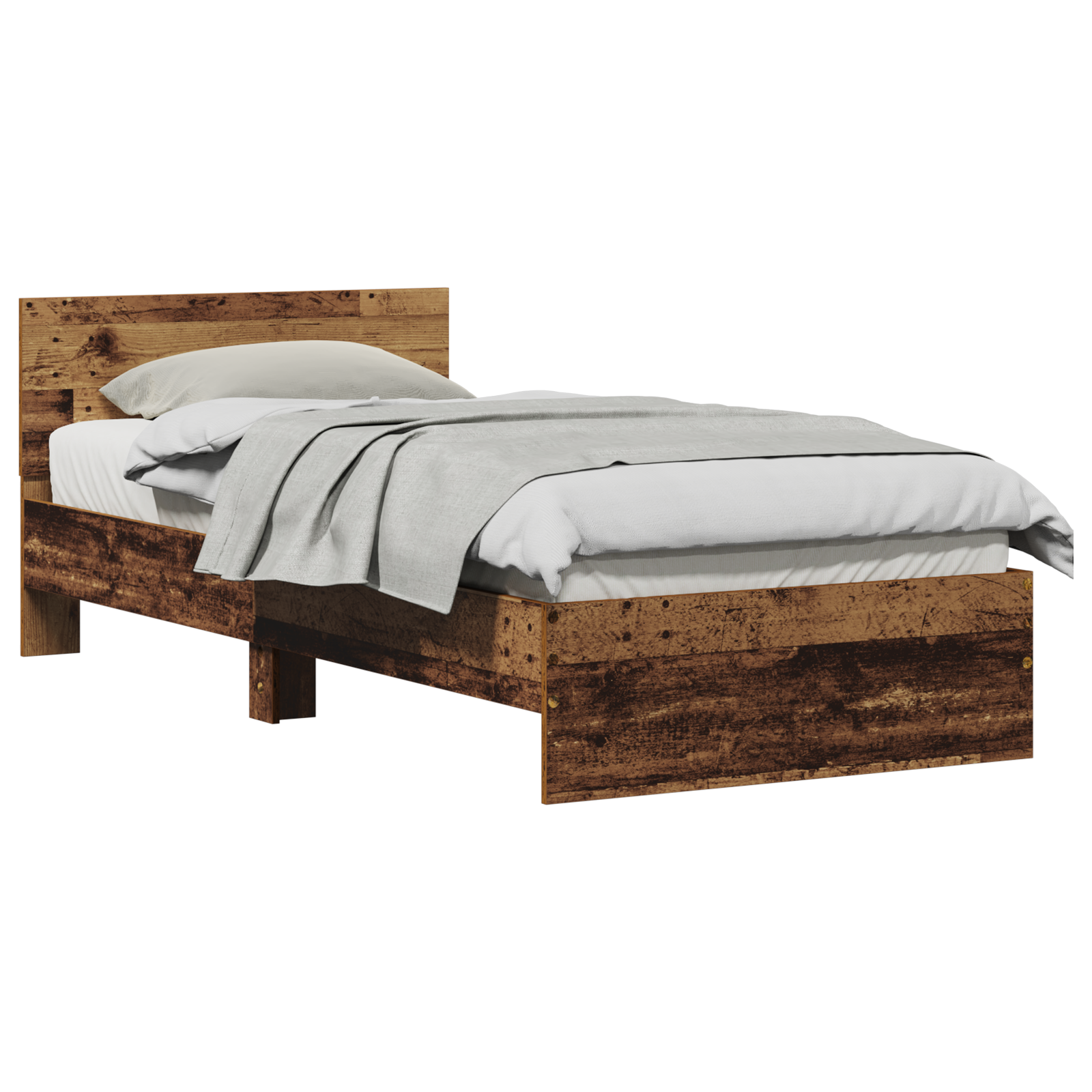 Bed Frame without Mattress with Headboard Old Wood 75x190 cm - Image 2