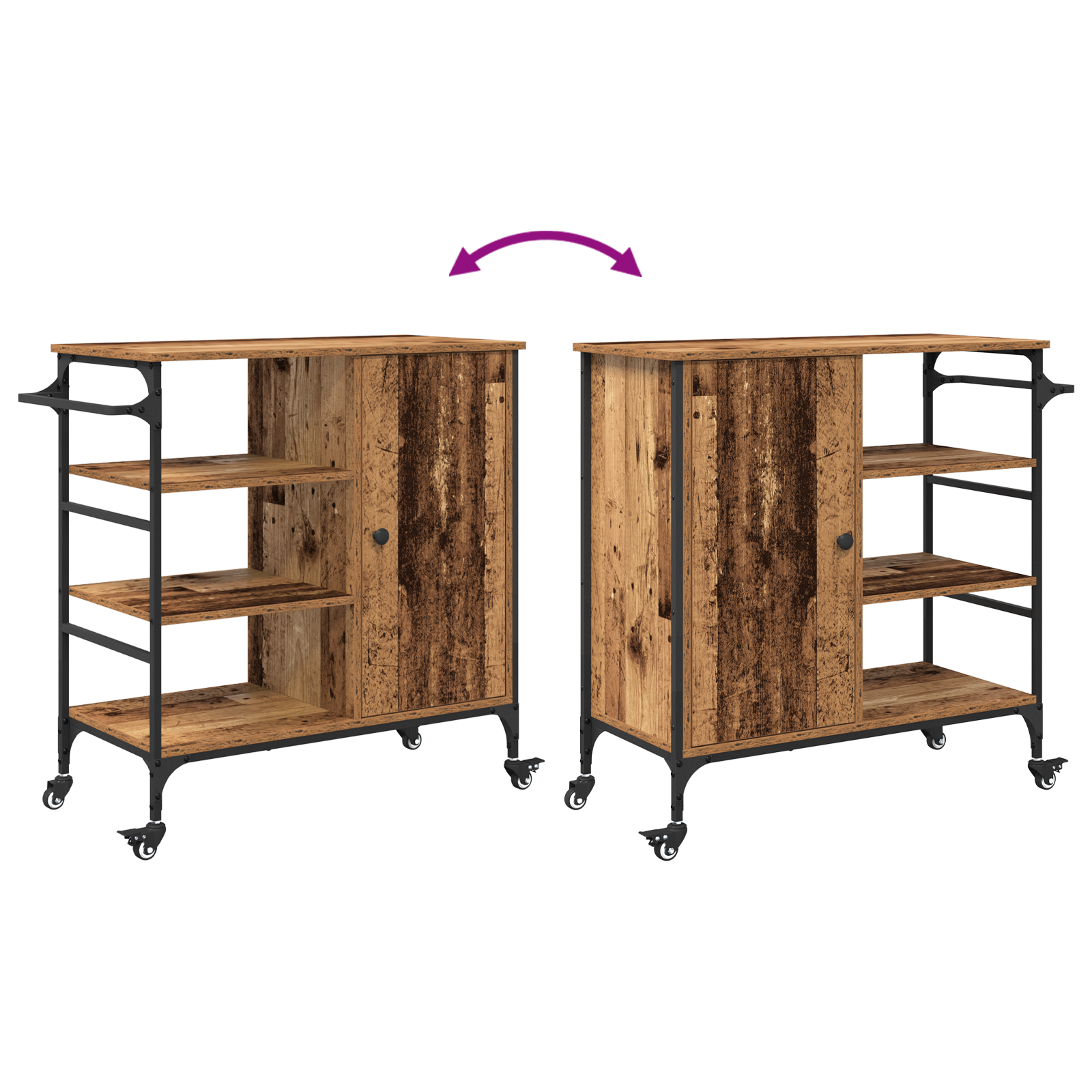 Kitchen Trolley Old Wood 87,5x38,5x84,5 cm Engineered Wood - Image 11