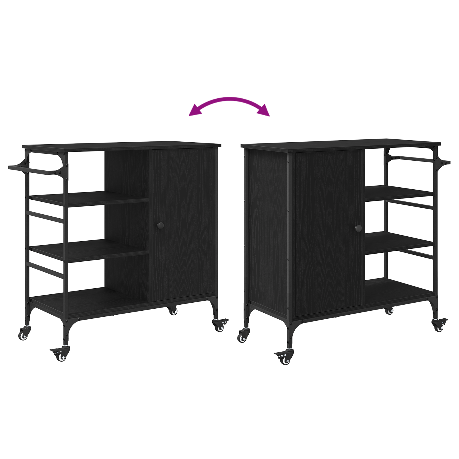 Kitchen Trolley Black Oak 87.5x38.5x84.5 cm Engineered Wood - Image 11