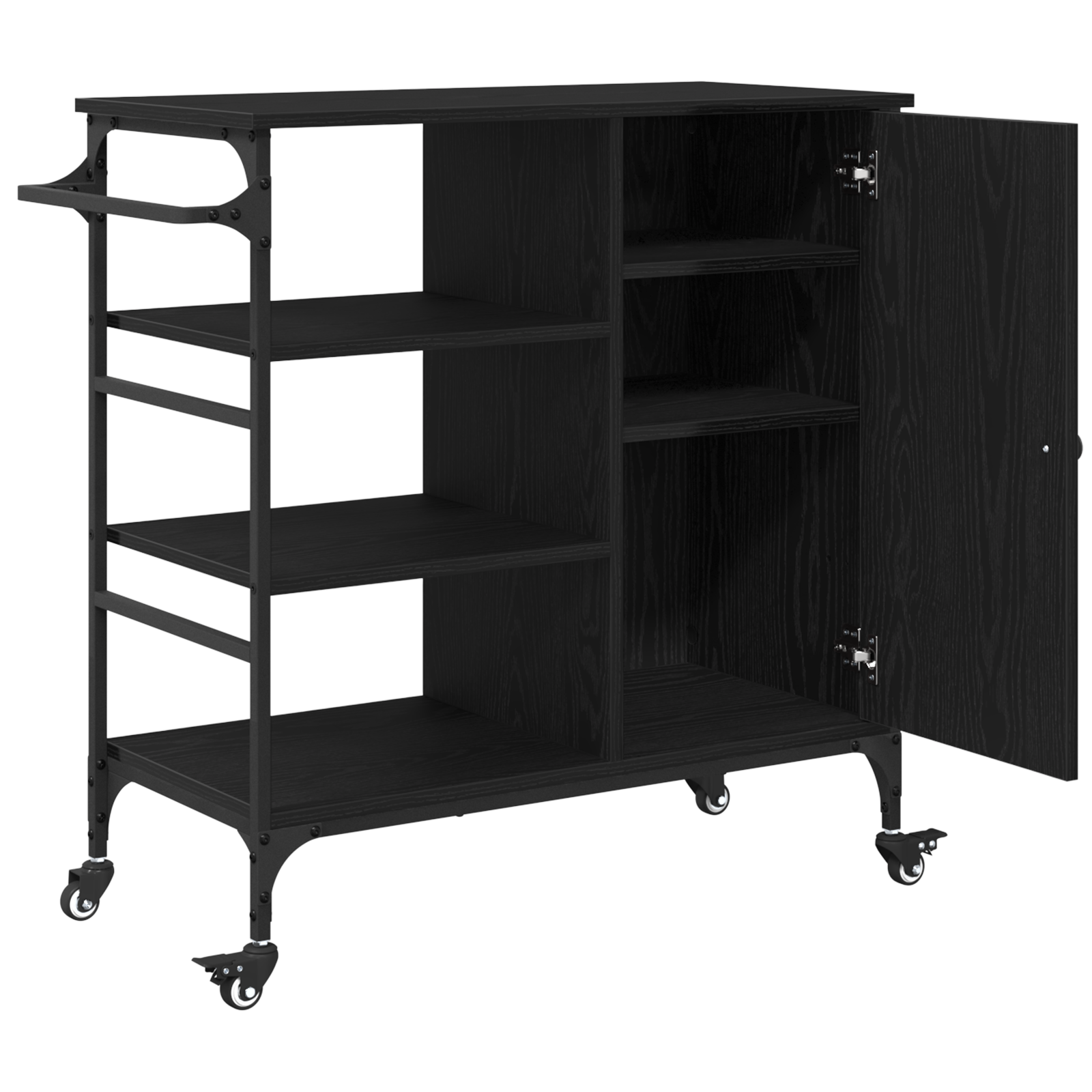 Kitchen Trolley Black Oak 87.5x38.5x84.5 cm Engineered Wood - Image 5