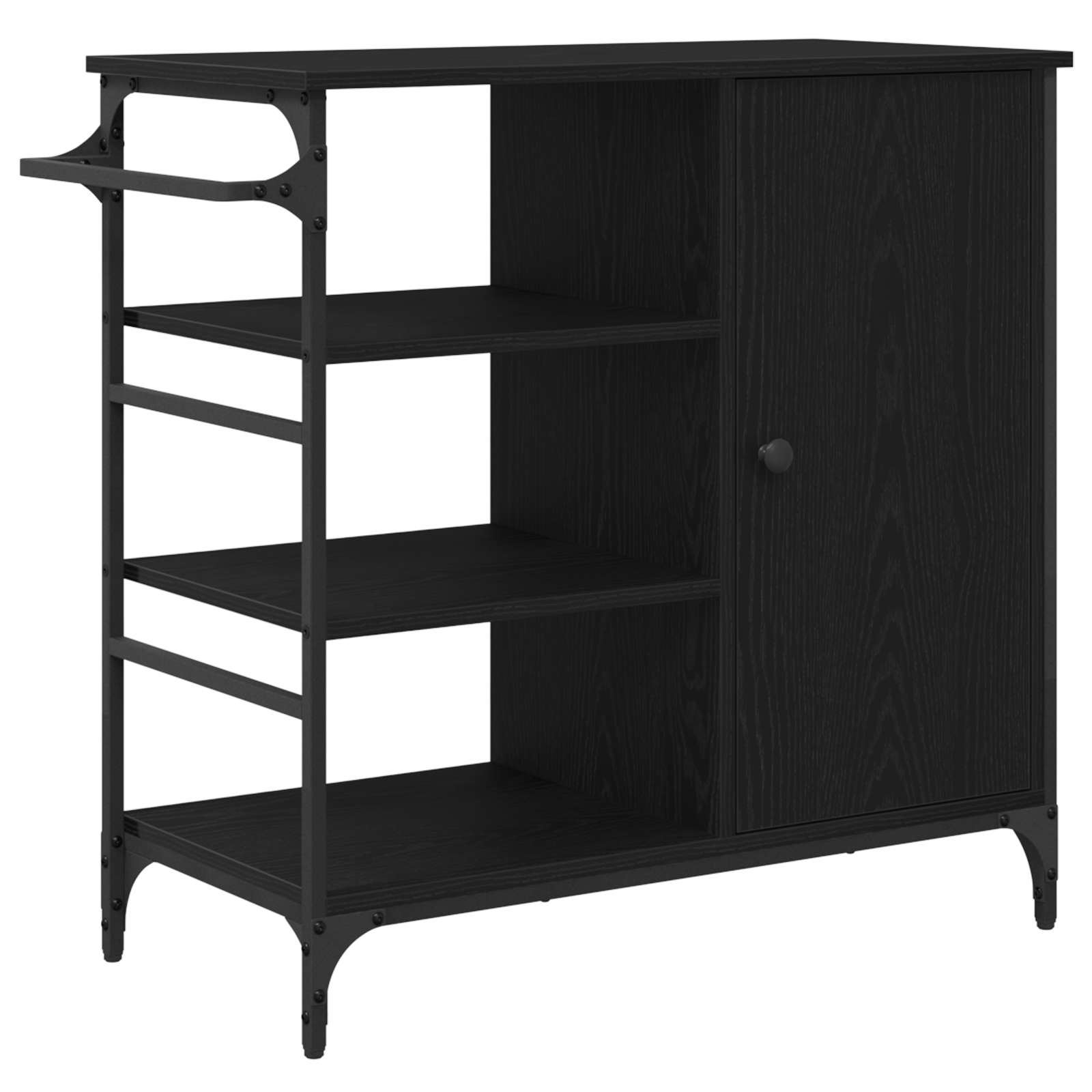 Kitchen Trolley Black Oak 87.5x38.5x84.5 cm Engineered Wood - Image 6