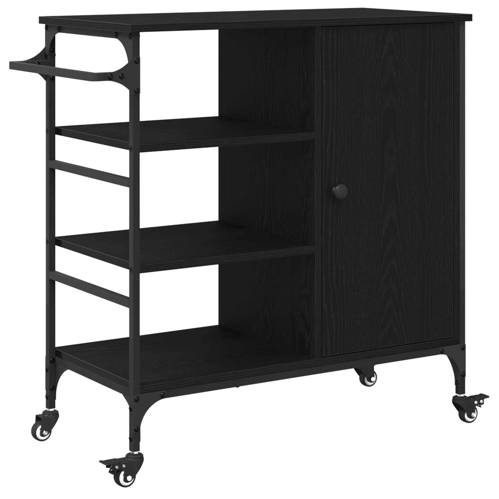 Kitchen Trolley Black Oak 87.5x38.5x84.5 cm Engineered Wood - Image 2