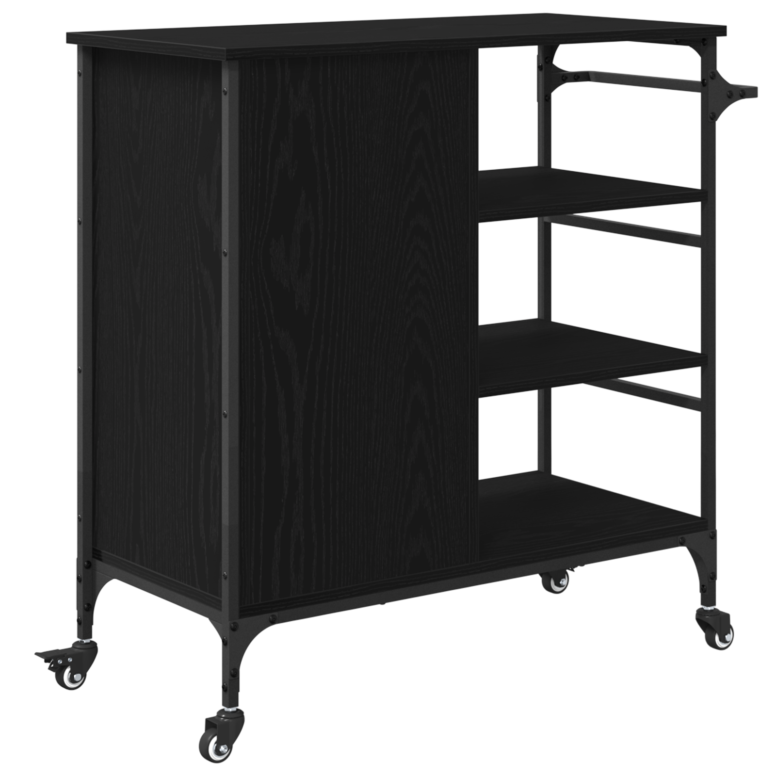 Kitchen Trolley Black Oak 87.5x38.5x84.5 cm Engineered Wood - Image 9