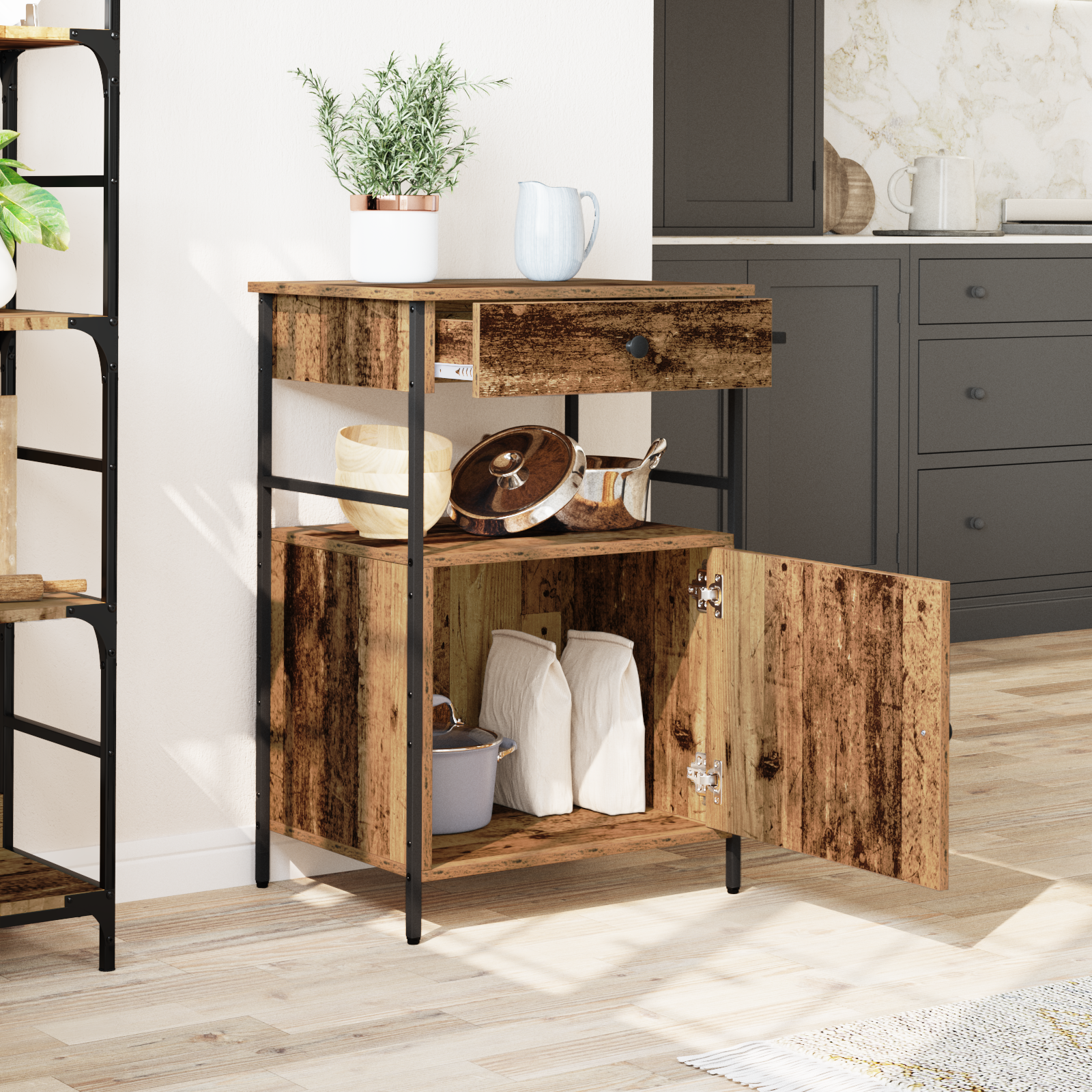 Kitchen Trolley Old Wood 56x43x89.5 cm Engineered Wood - Image 4