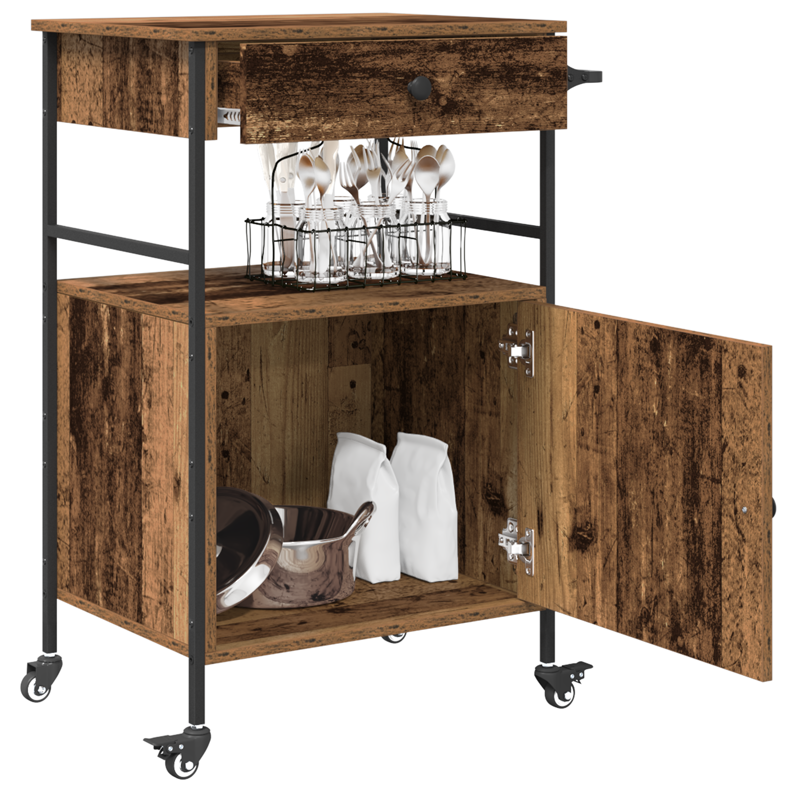 Kitchen Trolley Old Wood 56x43x89.5 cm Engineered Wood - Image 3