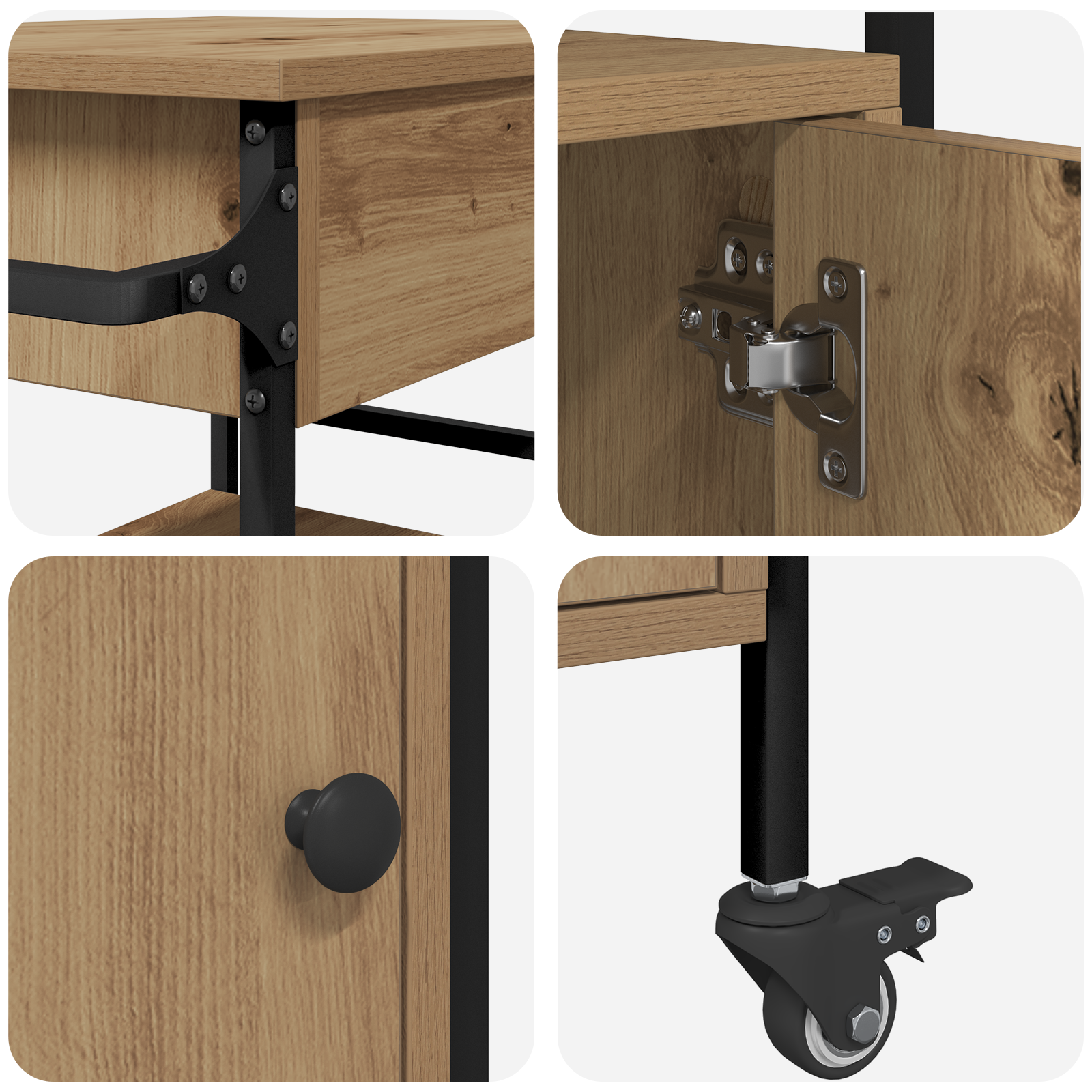 Kitchen Trolley Artisan Oak 56x43x89.5 cm Engineered Wood - Image 10