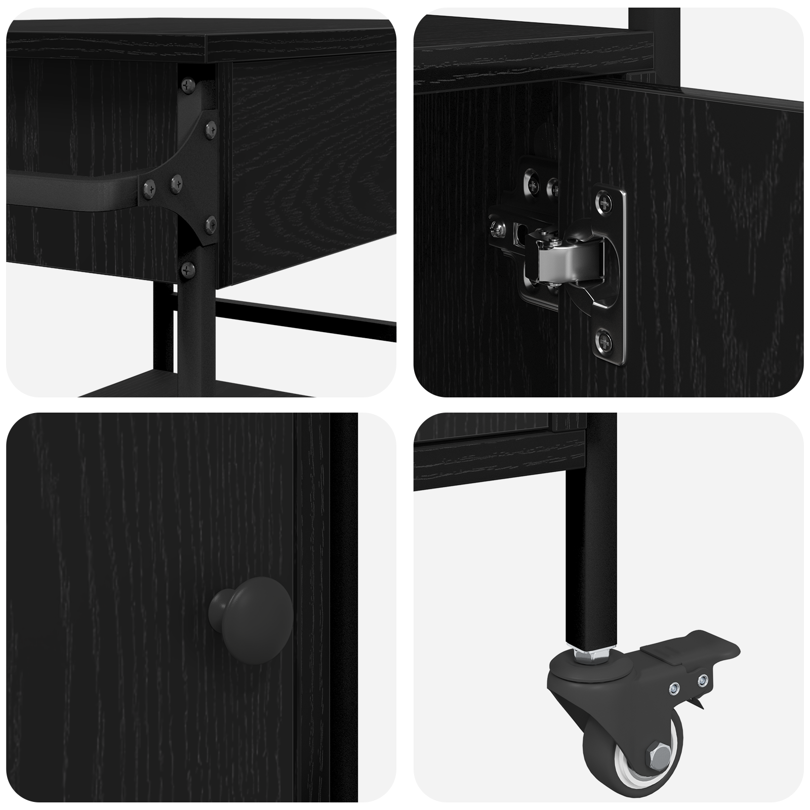 Kitchen Trolley Black Oak 56x43x89.5 cm Engineered Wood - Image 10