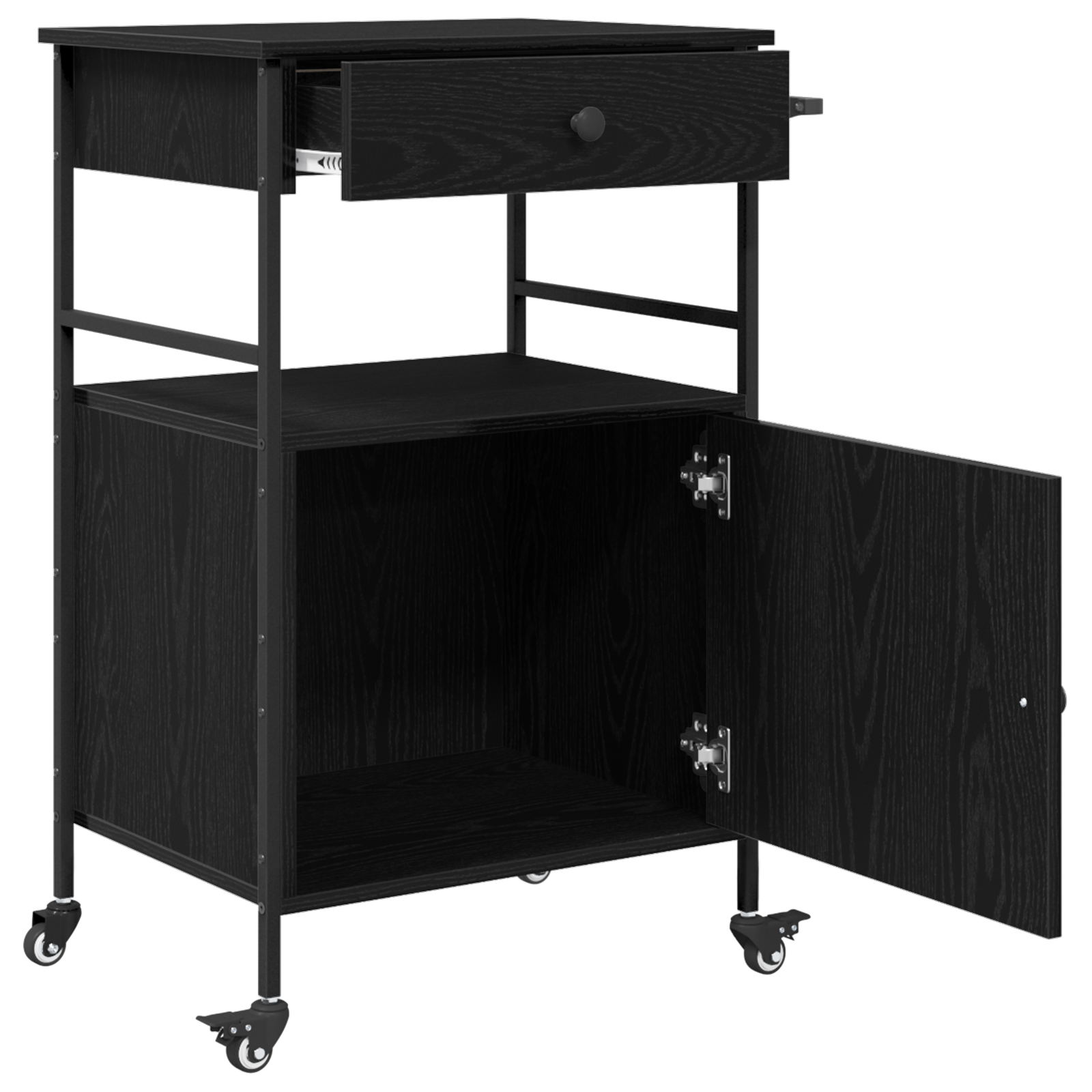 Kitchen Trolley Black Oak 56x43x89.5 cm Engineered Wood - Image 5