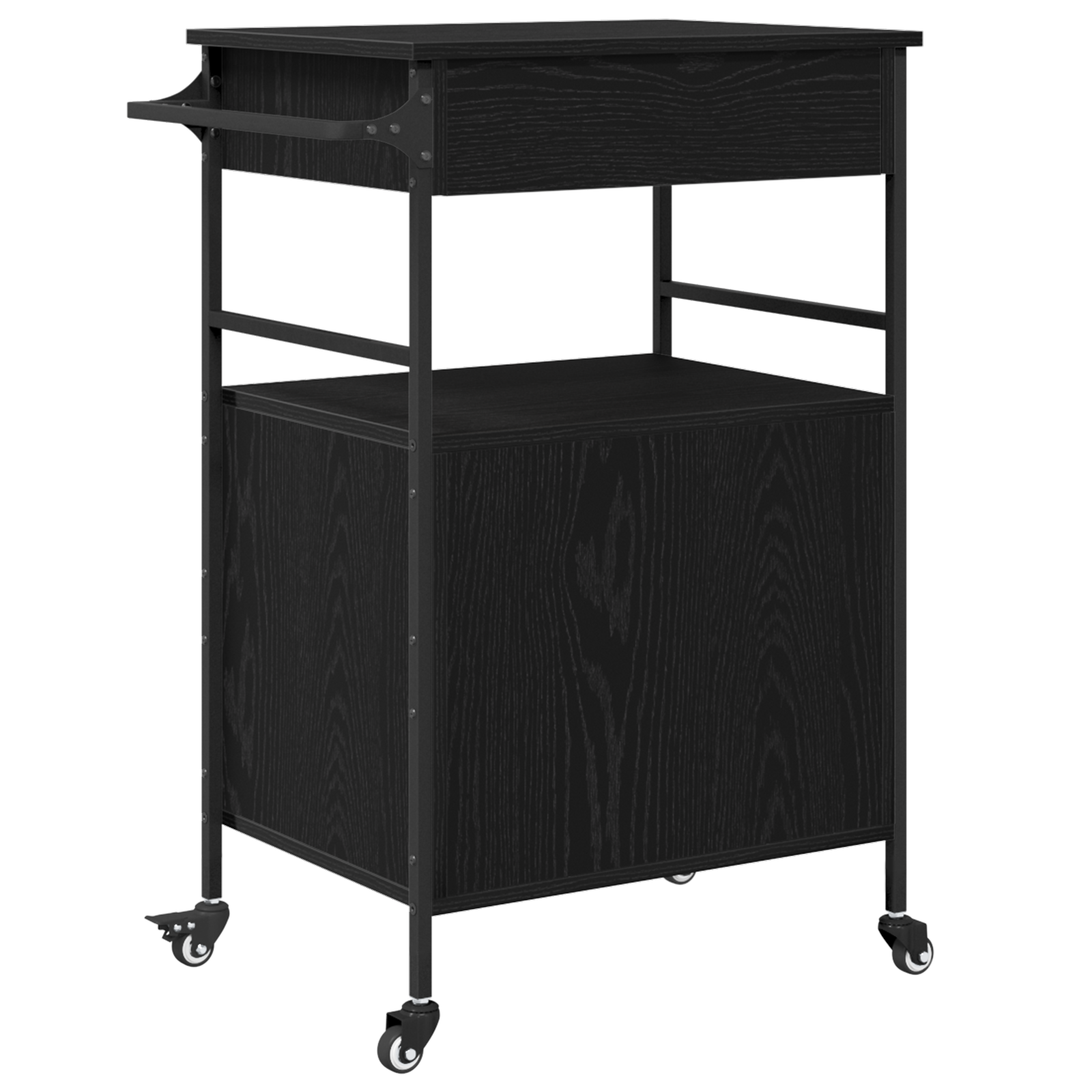 Kitchen Trolley Black Oak 56x43x89.5 cm Engineered Wood - Image 9