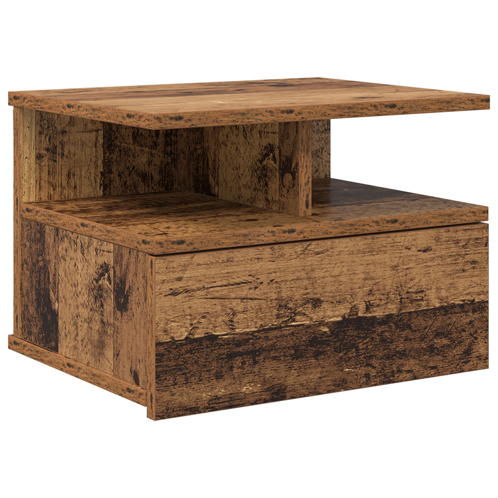  vidaXL Lebegő éjjeli asztal Régi fa 40x31x27 cm Műanyag fa akciós termékkép 1