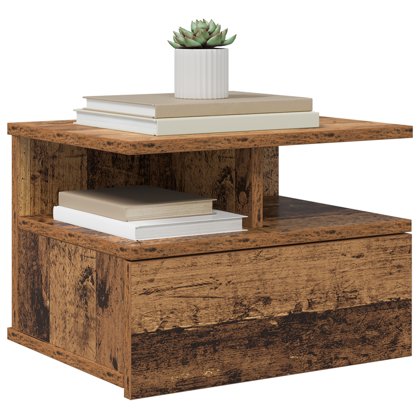 Floating Nightstand Old Wood 40x31x27 cm Engineered Wood - Image 3