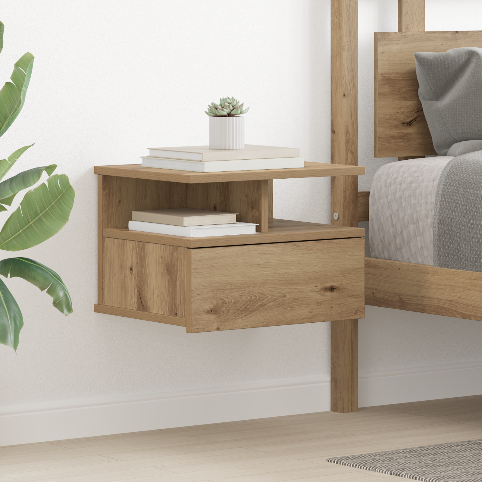 Floating Nightstand Artisan Oak 40x31x27 cm Engineered Wood